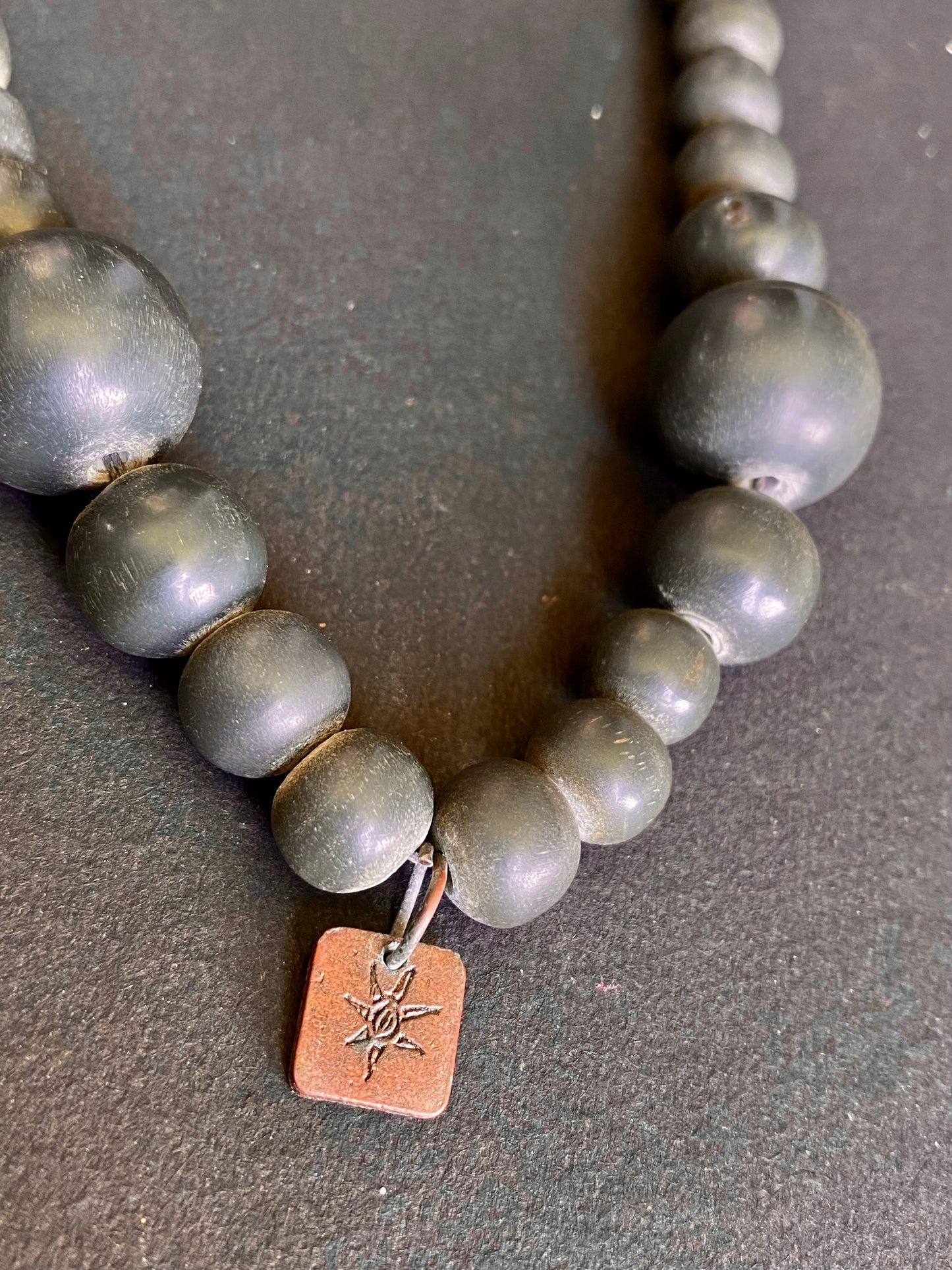 Matte Navy Blue Double-Layer Wooden Bead Necklace