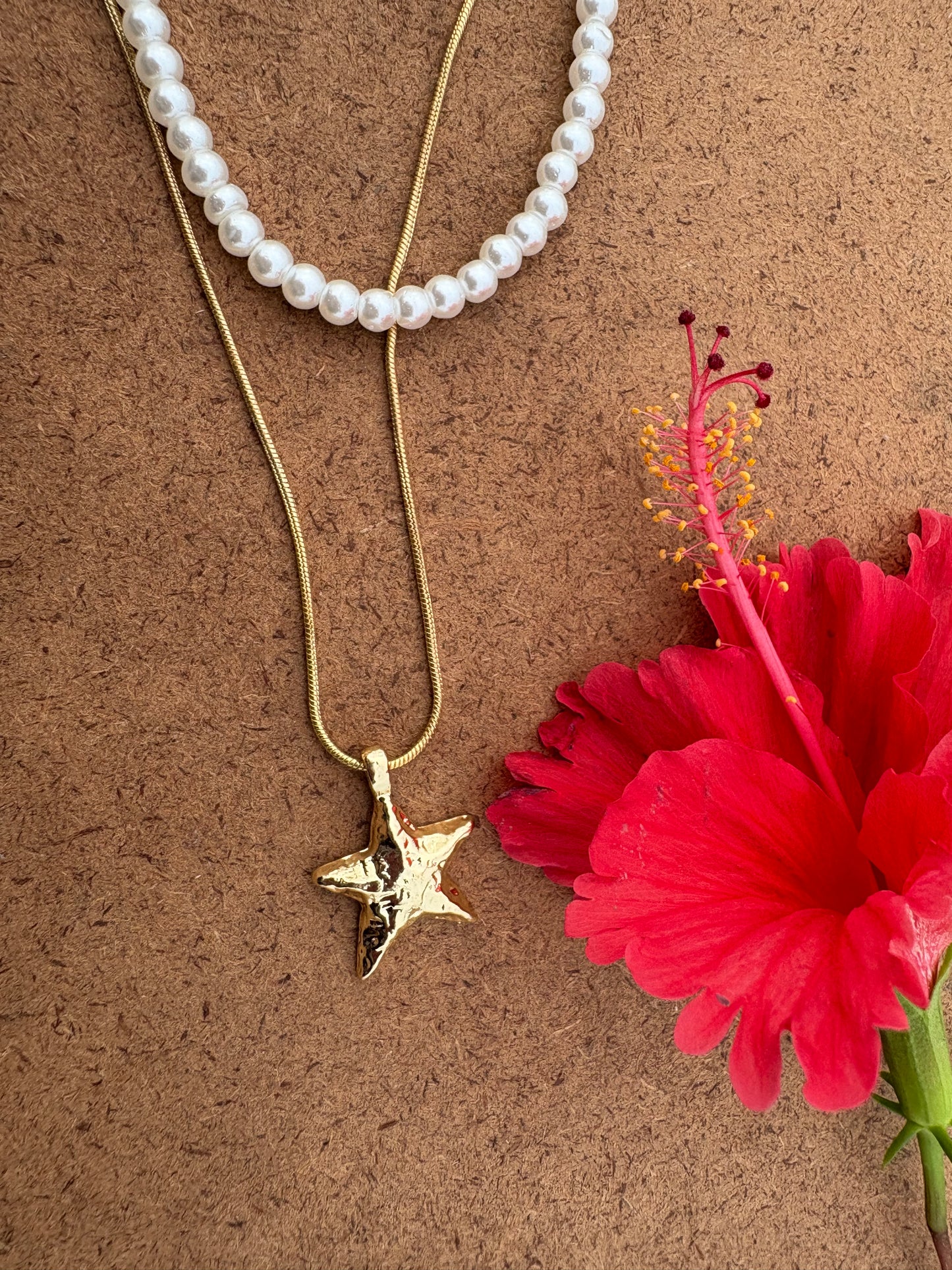 Pearl & Starfish Layered Necklace
