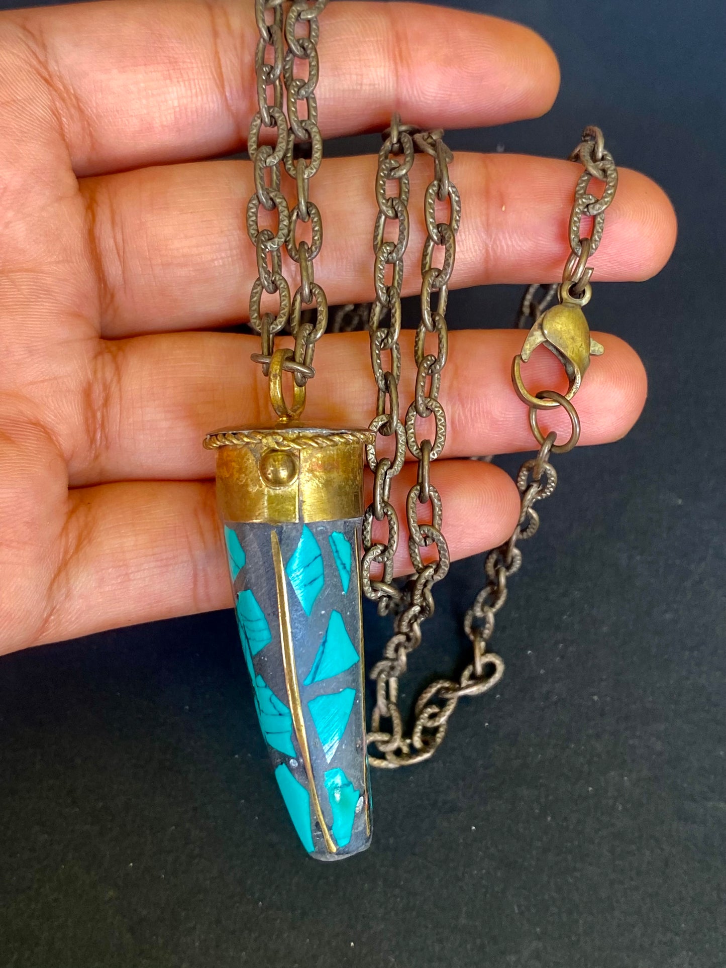 Tribal Blue Spike Pendant Necklace