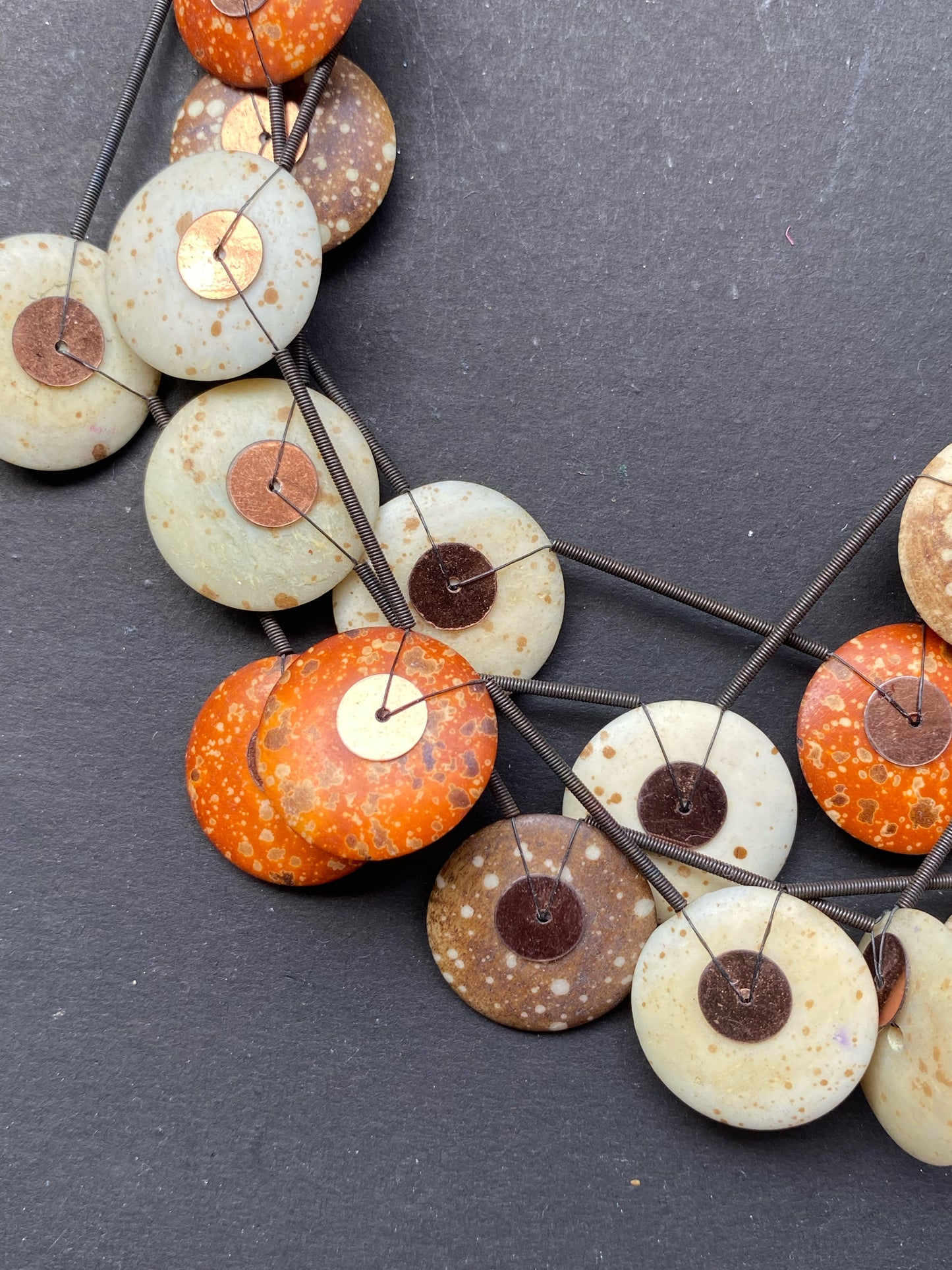 Multicolor Layered Disc Bead Statement Necklace – Earthy Boho Style