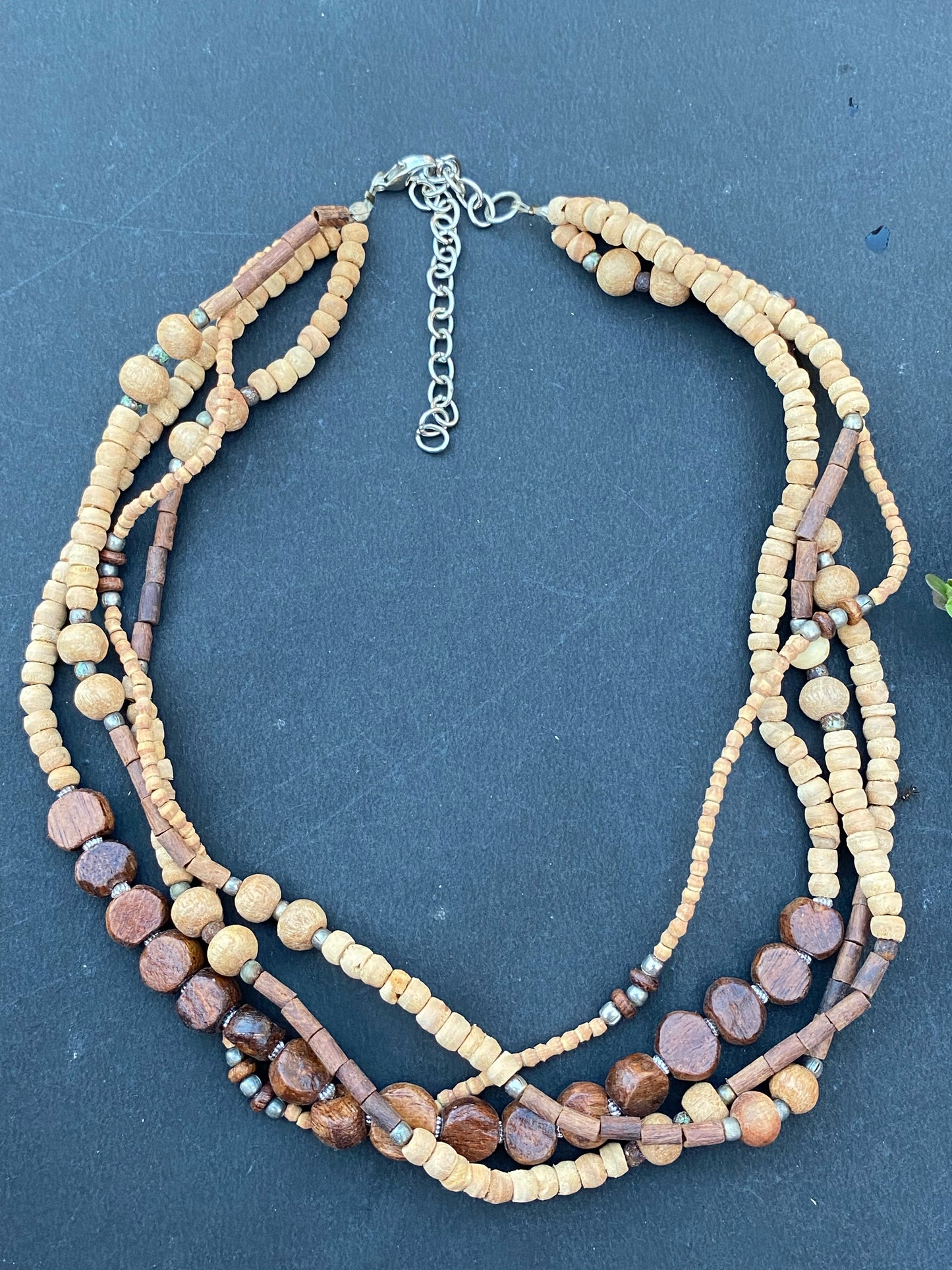 Handcrafted Multi-Strand Wooden Bead Necklace