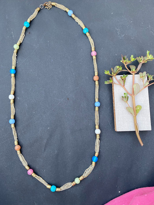 Color Harmony Beaded Mesh Necklace