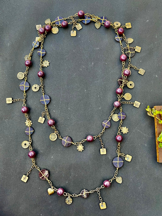 Bohemian Purple Medallion Charm Necklace