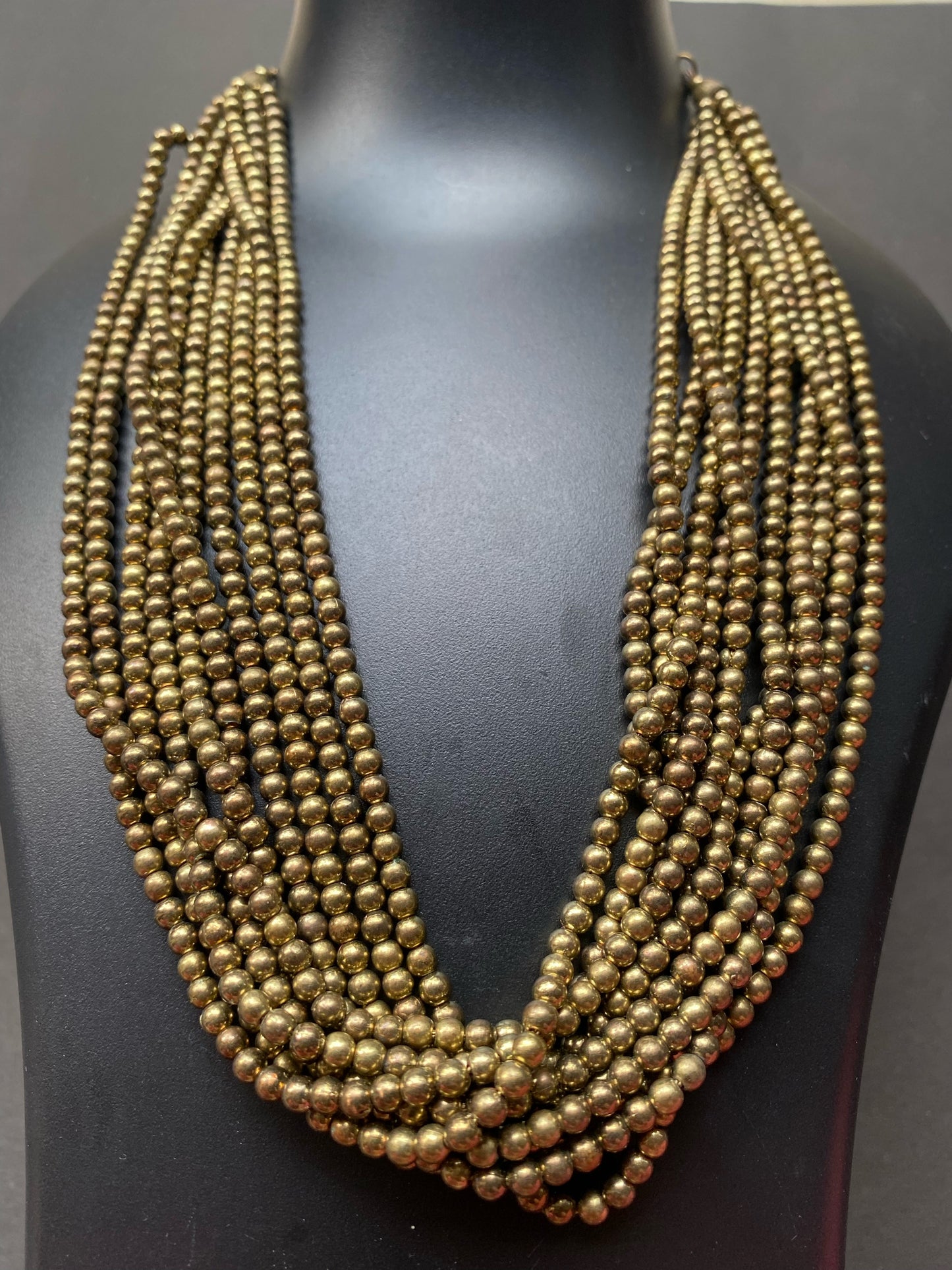 Antique Gold Multi-Strand Beaded Necklace