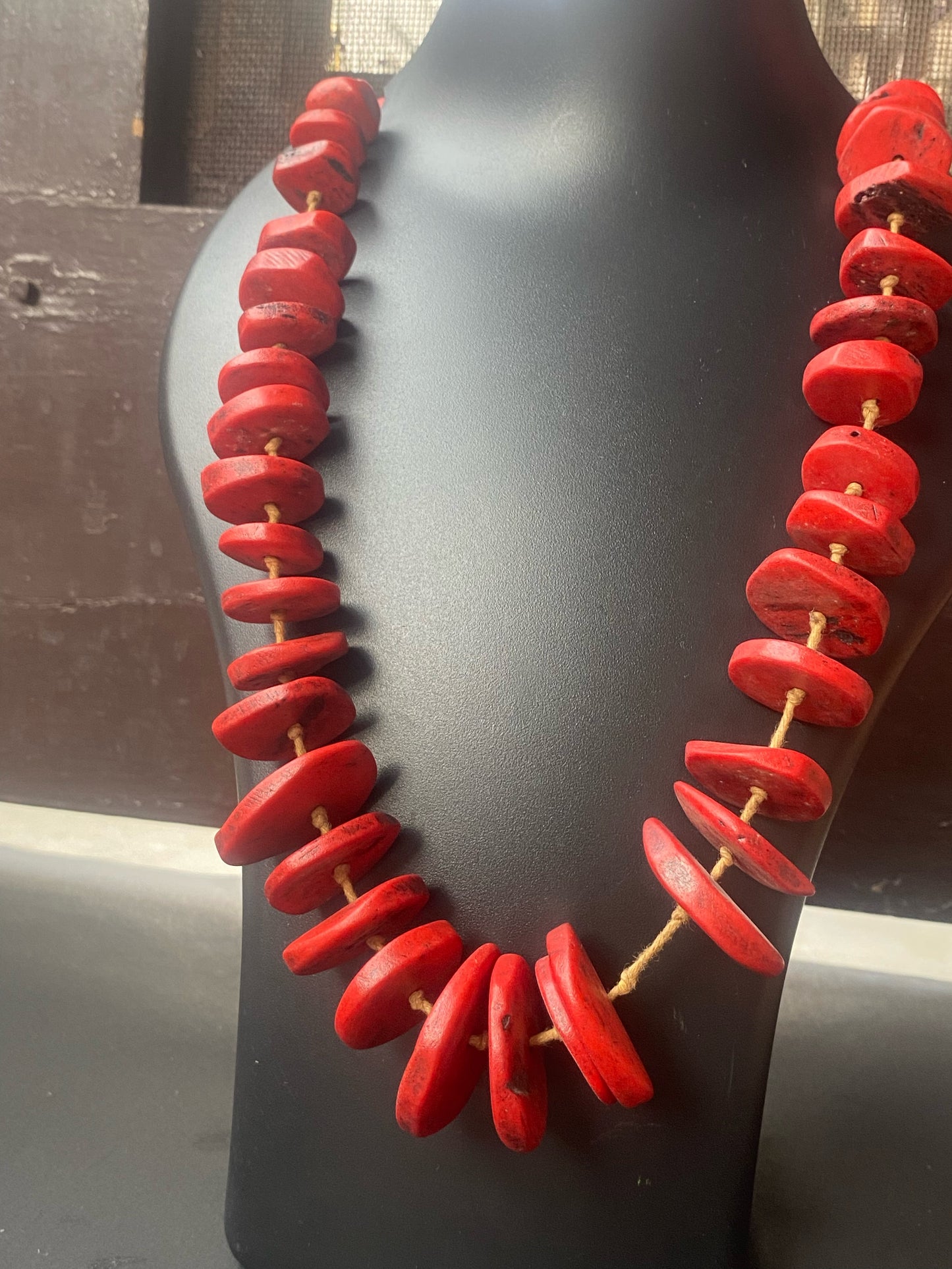 Rustic Red Beaded Necklace