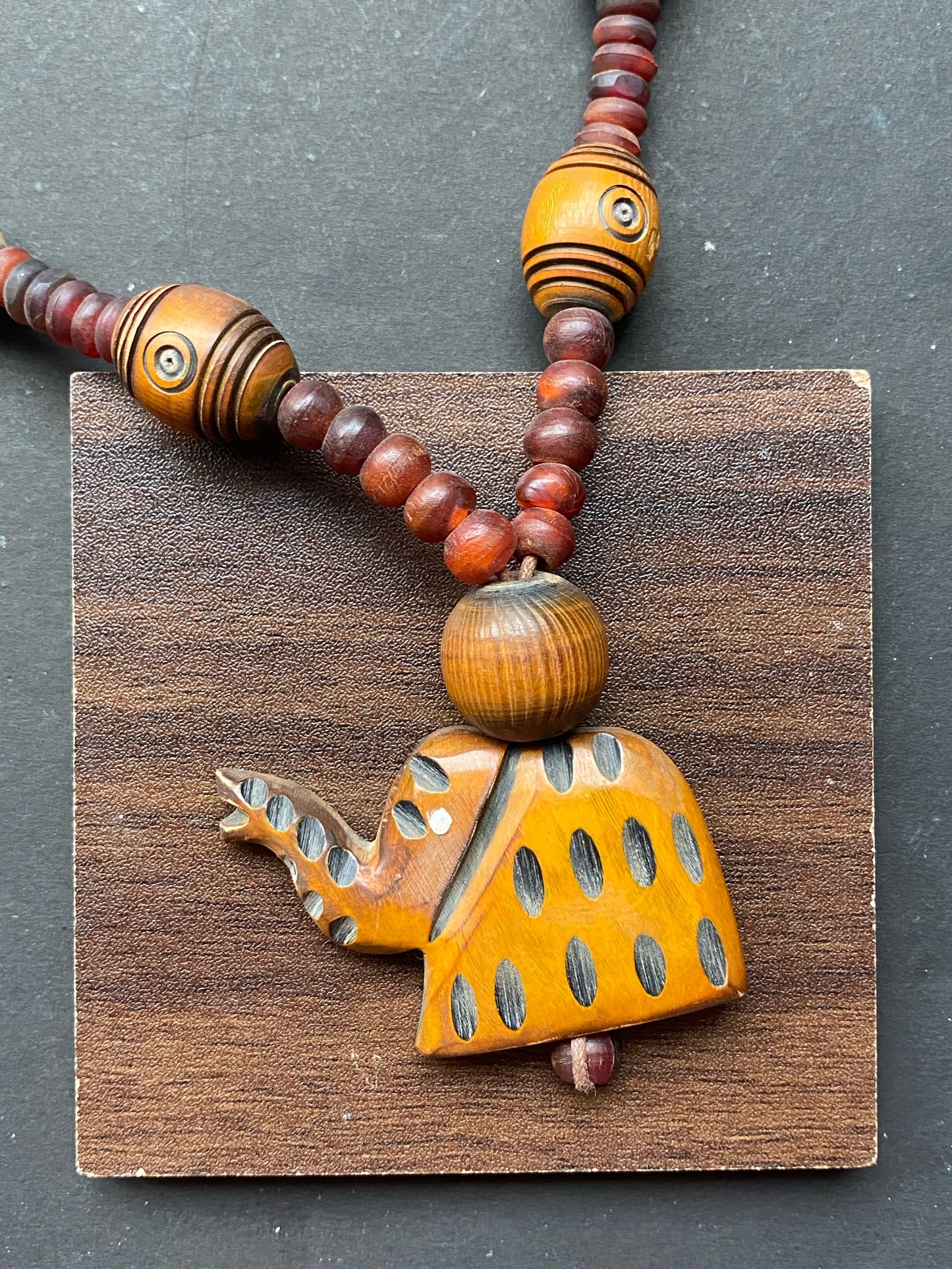 Handcrafted Wooden Elephant Pendant Necklace