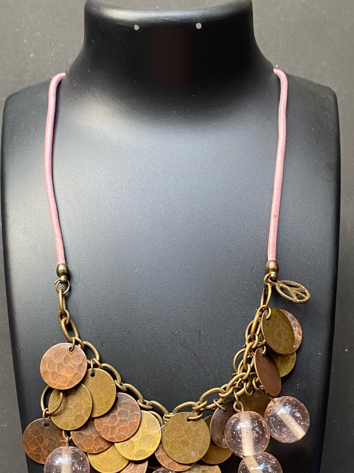 Rustic Charm Disc & Bead Statement Necklace