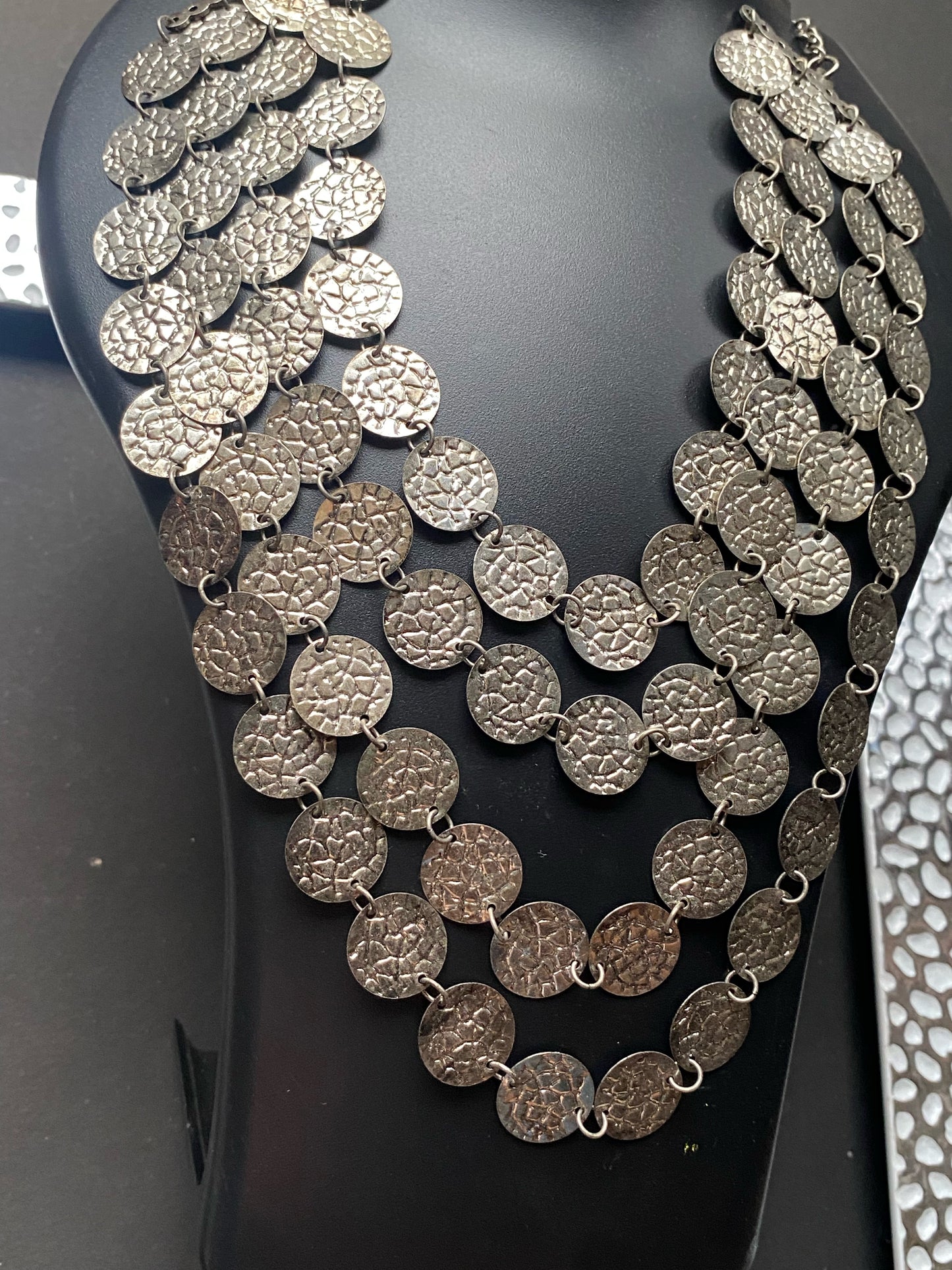 Handcrafted Silver-Toned Coin Statement Necklace