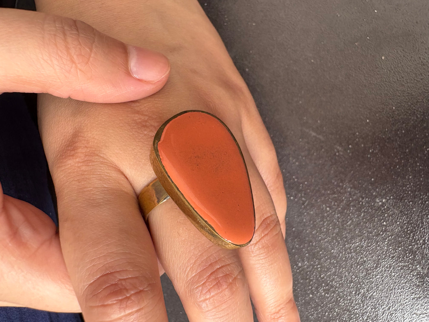 Bold Orange Stone Statement Ring