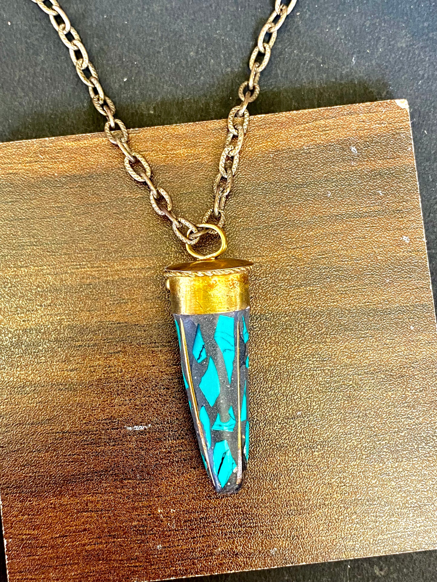 Tribal Blue Spike Pendant Necklace