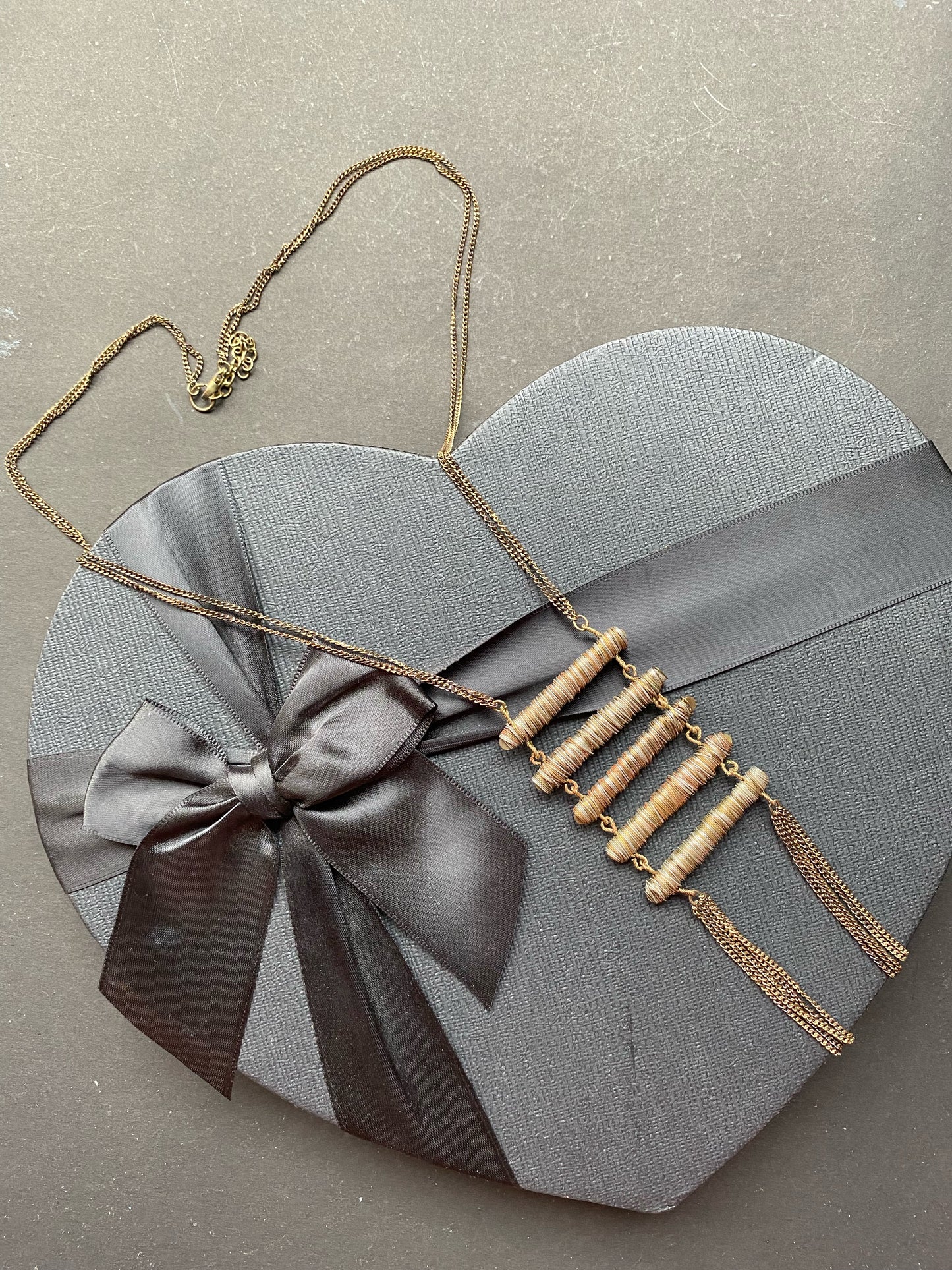 Antique Bronze Ladder Pendant Necklace