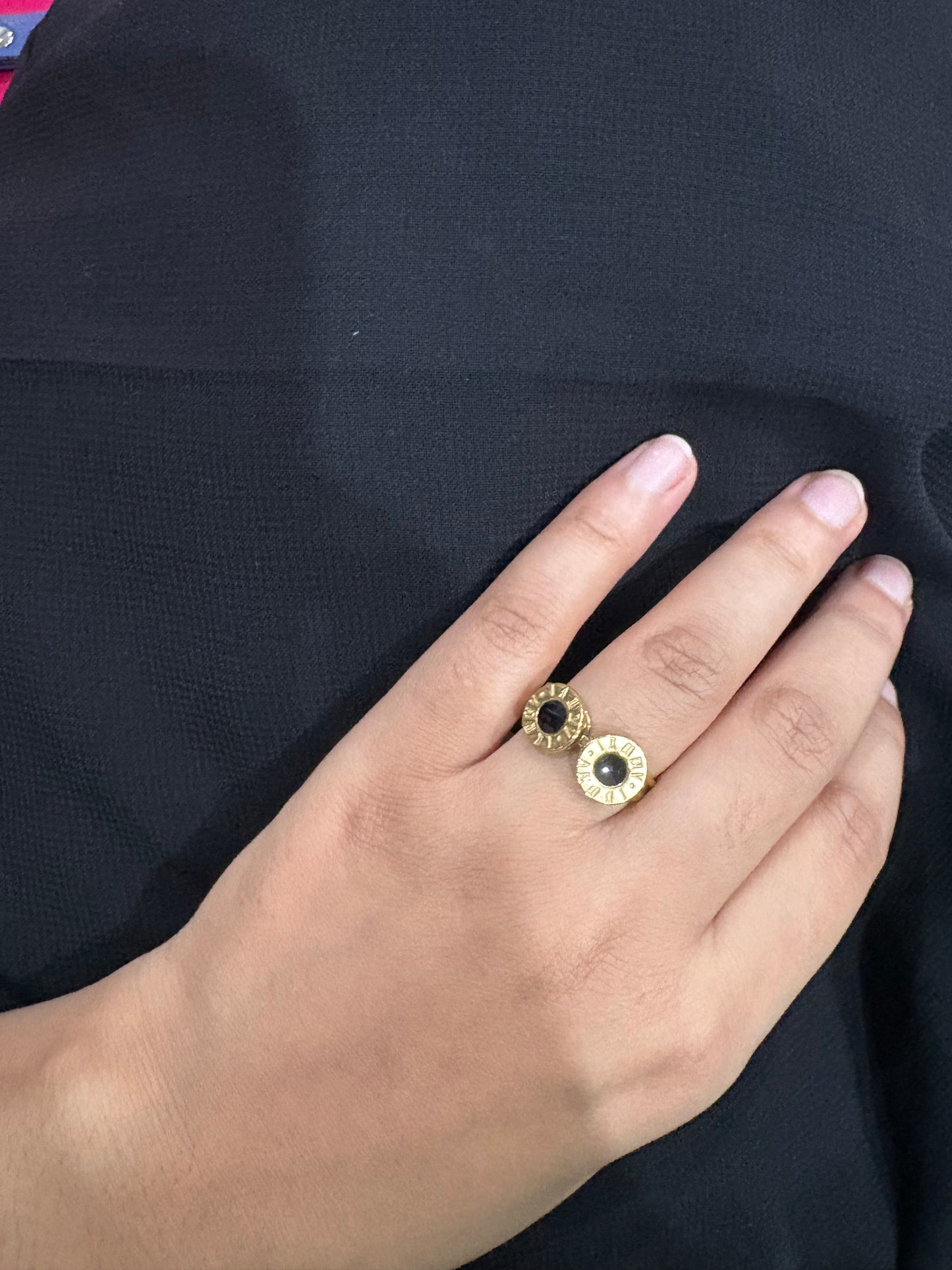Roman Numeral Black Stone Ring – Modern Minimalist Jewelry