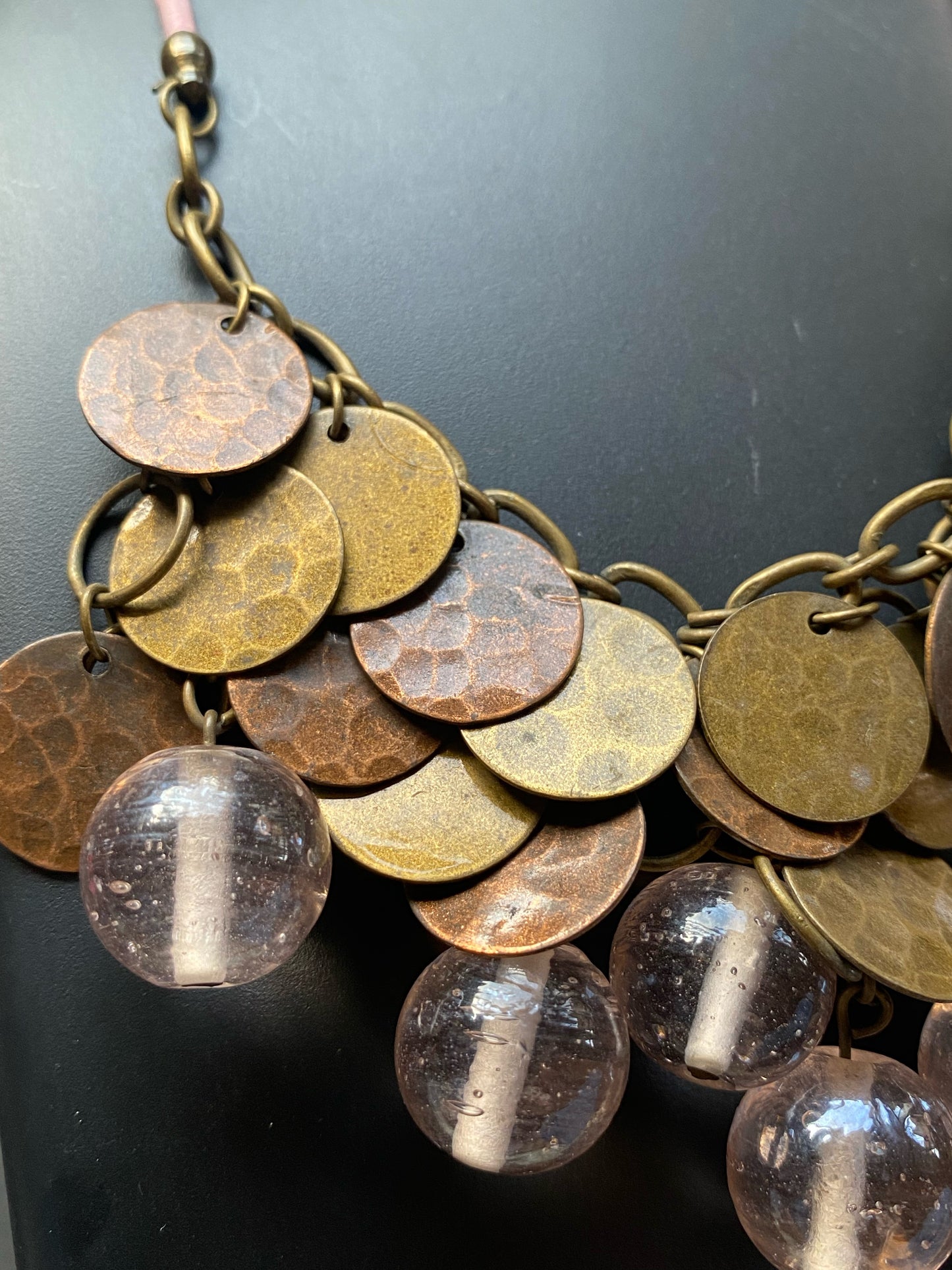 Rustic Charm Disc & Bead Statement Necklace