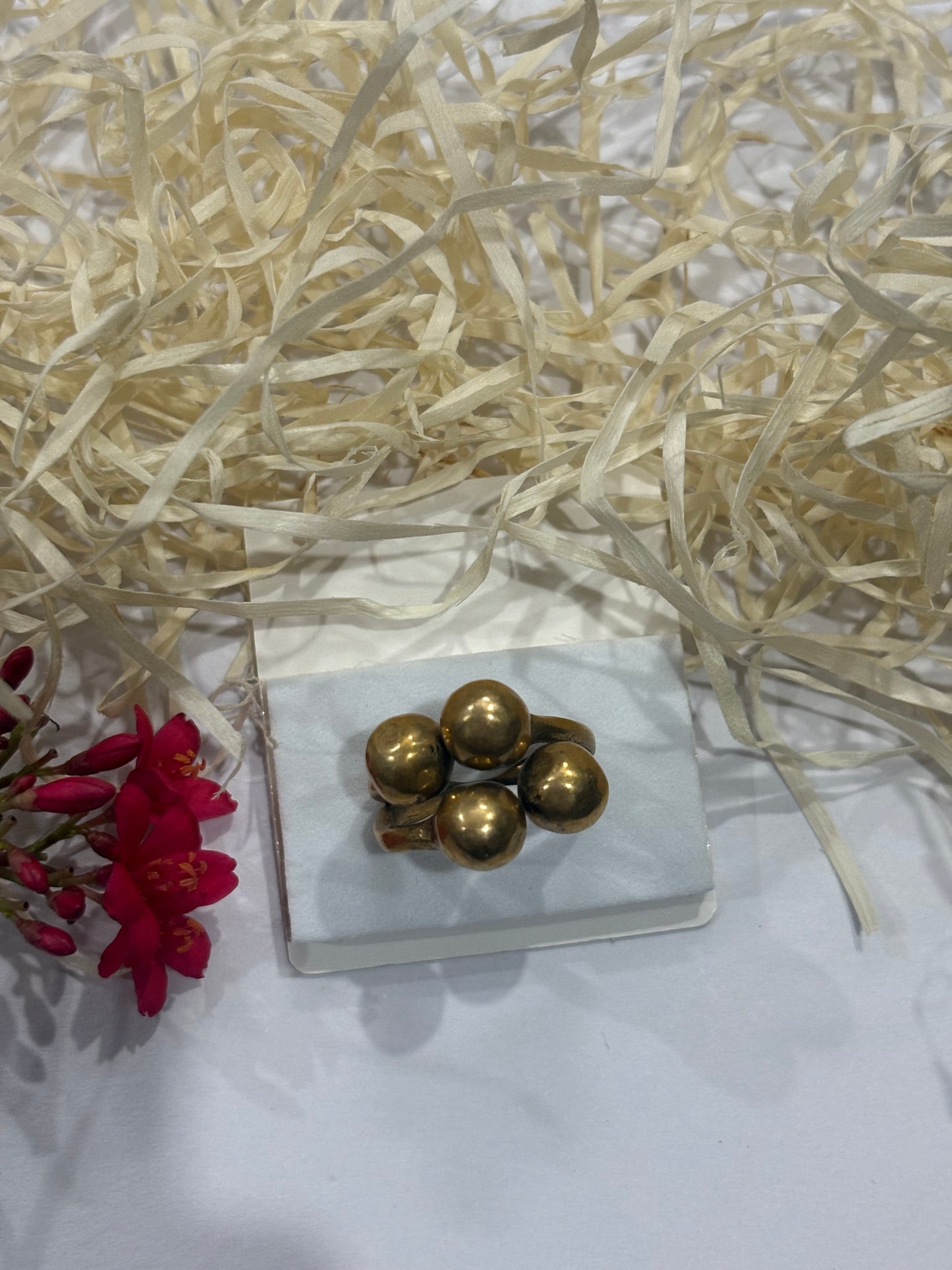 Bold Brass Cluster Ring – Handcrafted Statement Jewelry