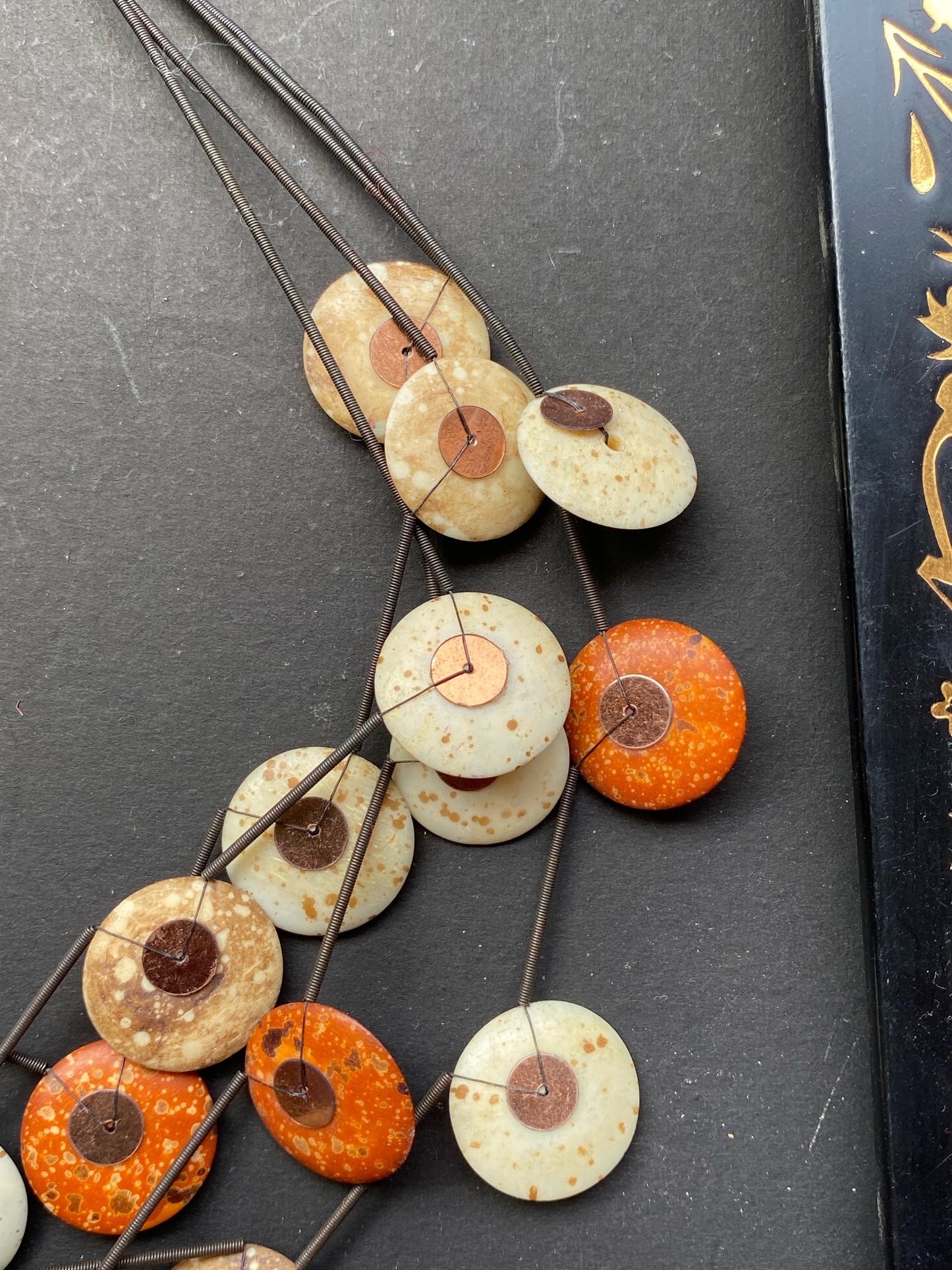 Multicolor Layered Disc Bead Statement Necklace – Earthy Boho Style