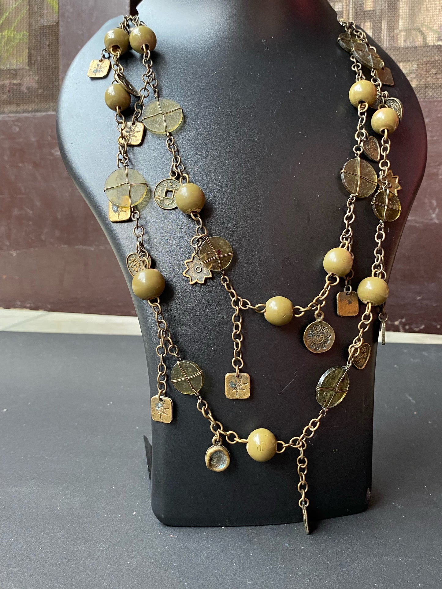Boho Antique Coin & Bead Necklace