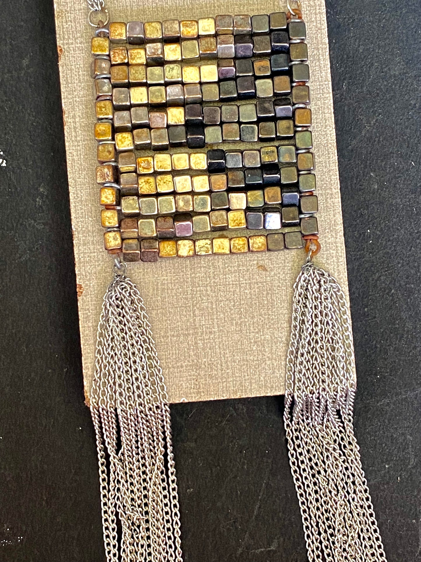 Mosaic Chain Tassel Necklace