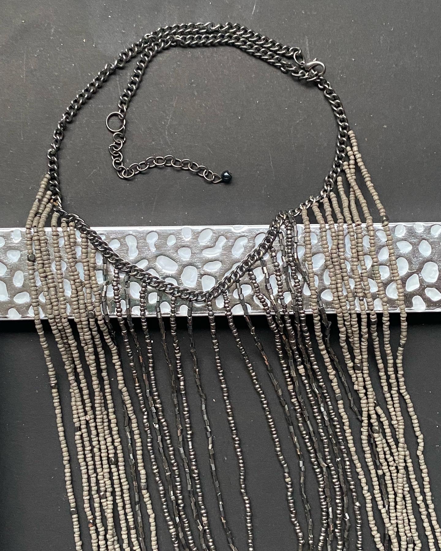Midnight Cascade Beaded Layered Necklace