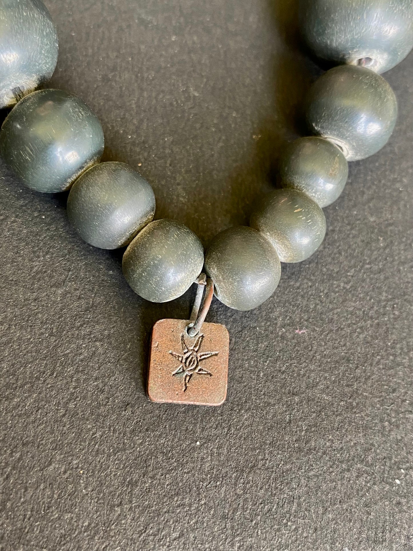 Matte Navy Blue Double-Layer Wooden Bead Necklace