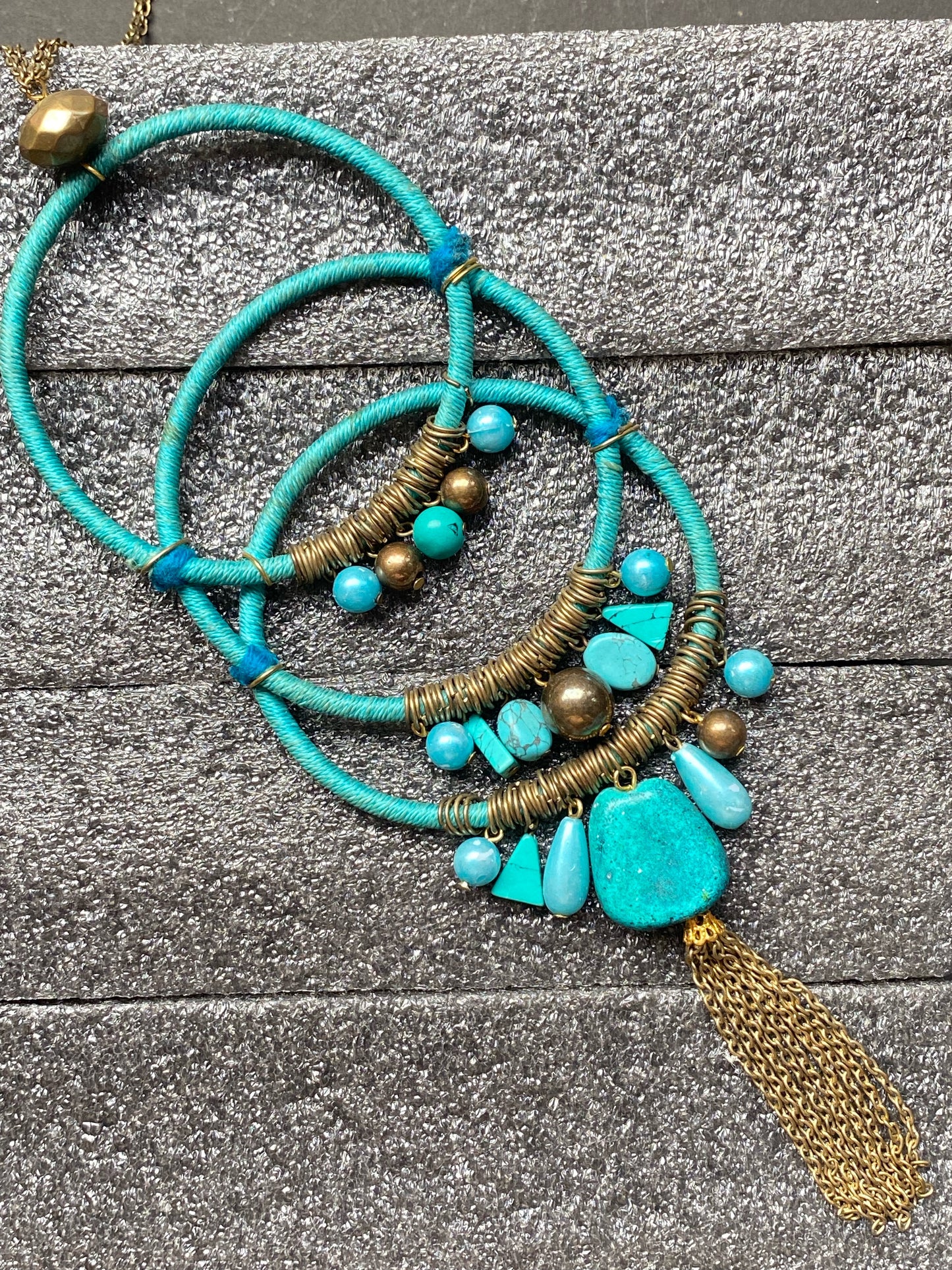 Boho Turquoise Hoop Pendant Necklace