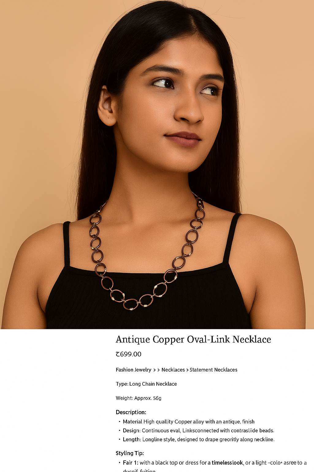 Antique Copper Oval-Link Necklace