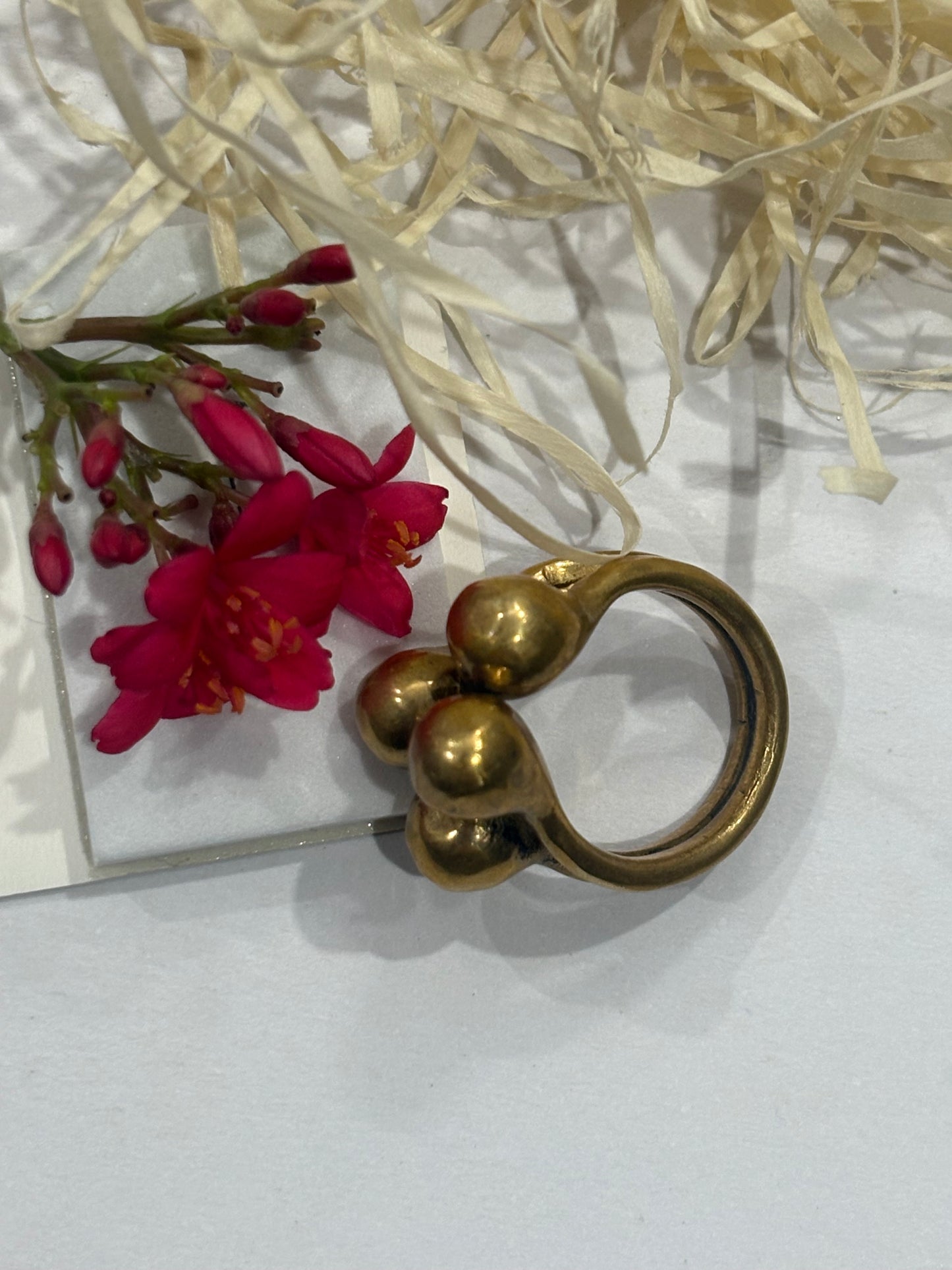 Bold Brass Cluster Ring – Handcrafted Statement Jewelry
