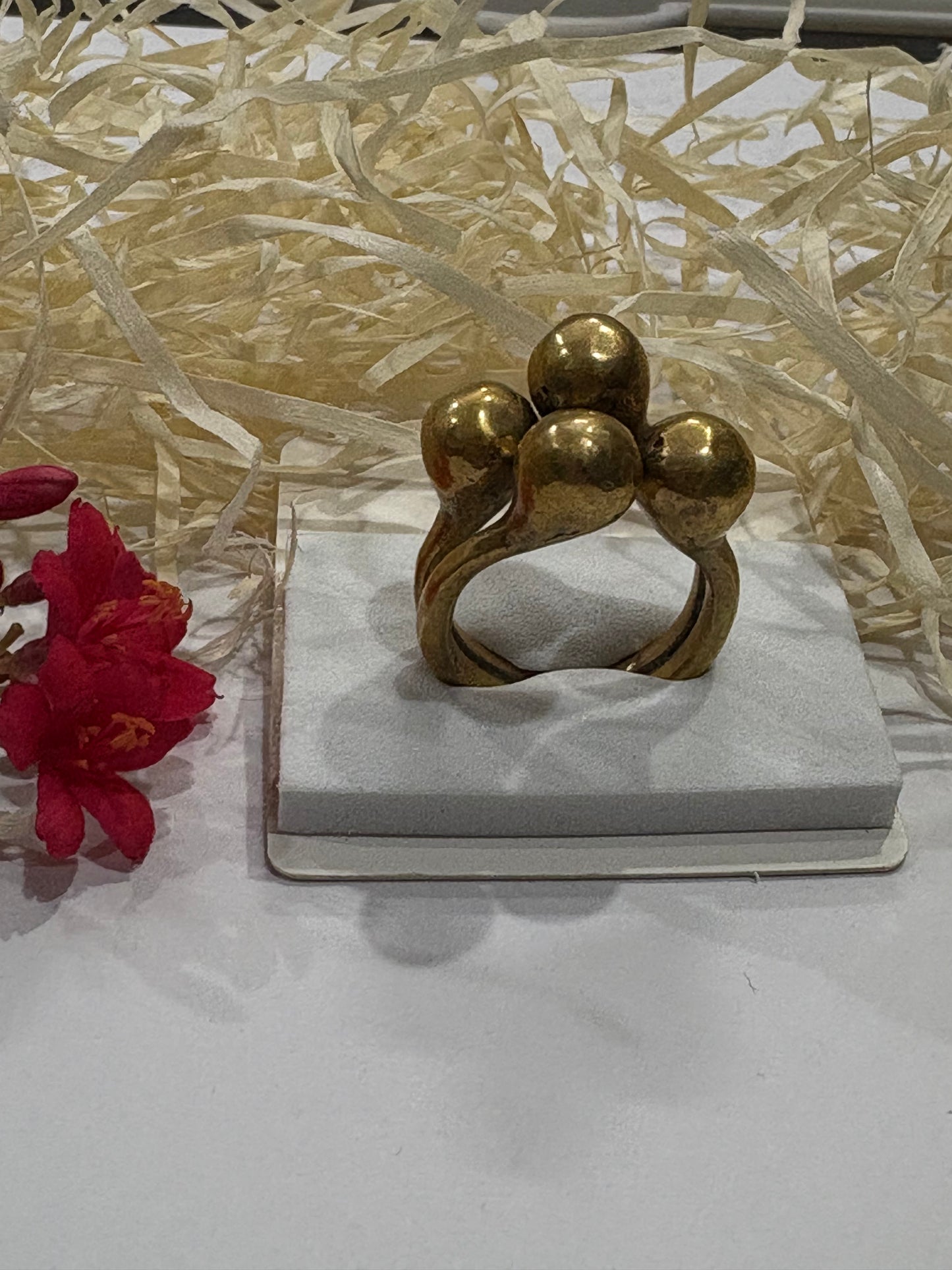 Bold Brass Cluster Ring – Handcrafted Statement Jewelry