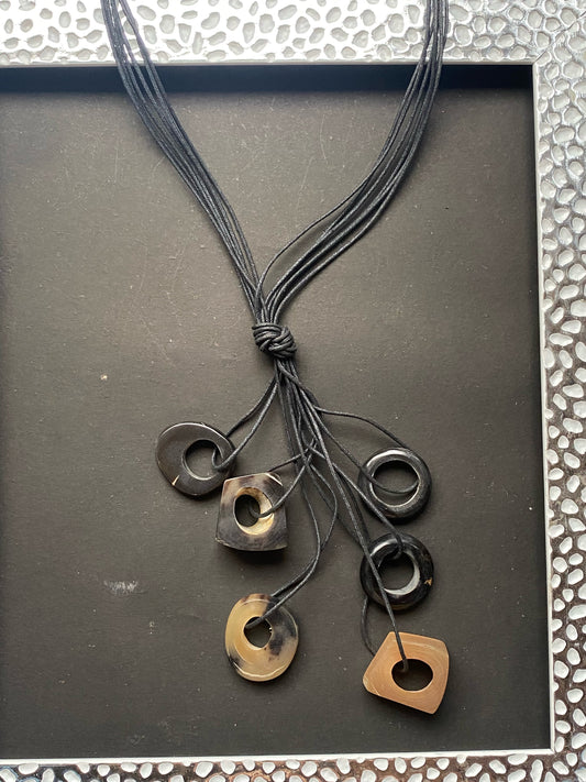 Artisanal Geometric Horn Pendant Necklace