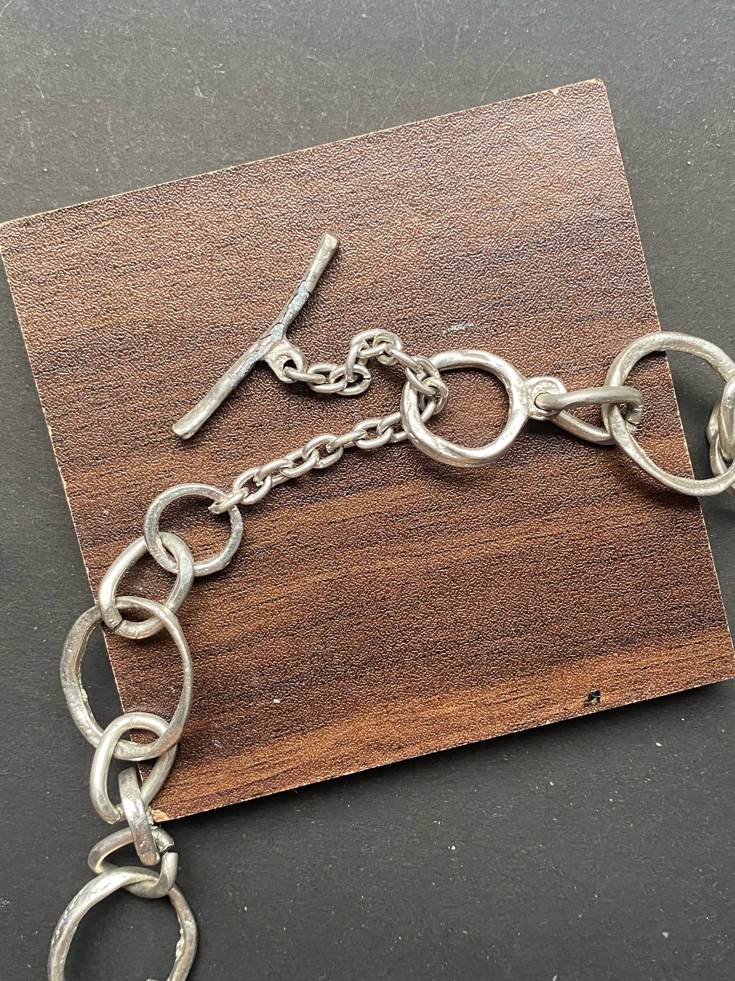 Handcrafted Rustic Silver Link Necklace