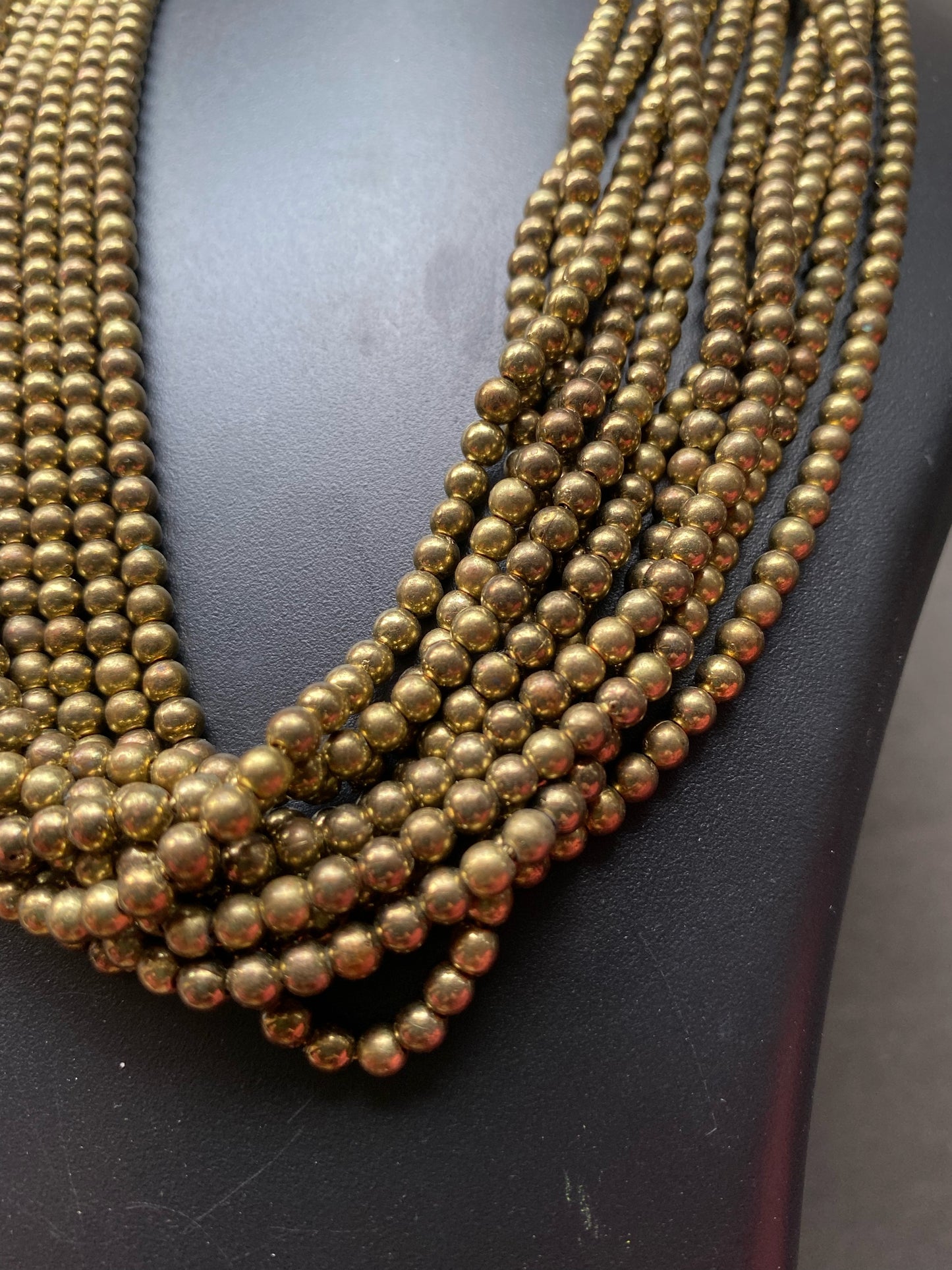 Antique Gold Multi-Strand Beaded Necklace