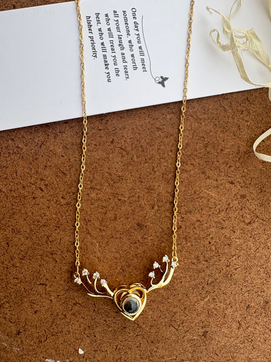 Heart & Antler “I Love You in 100 Languages” Projection Necklace