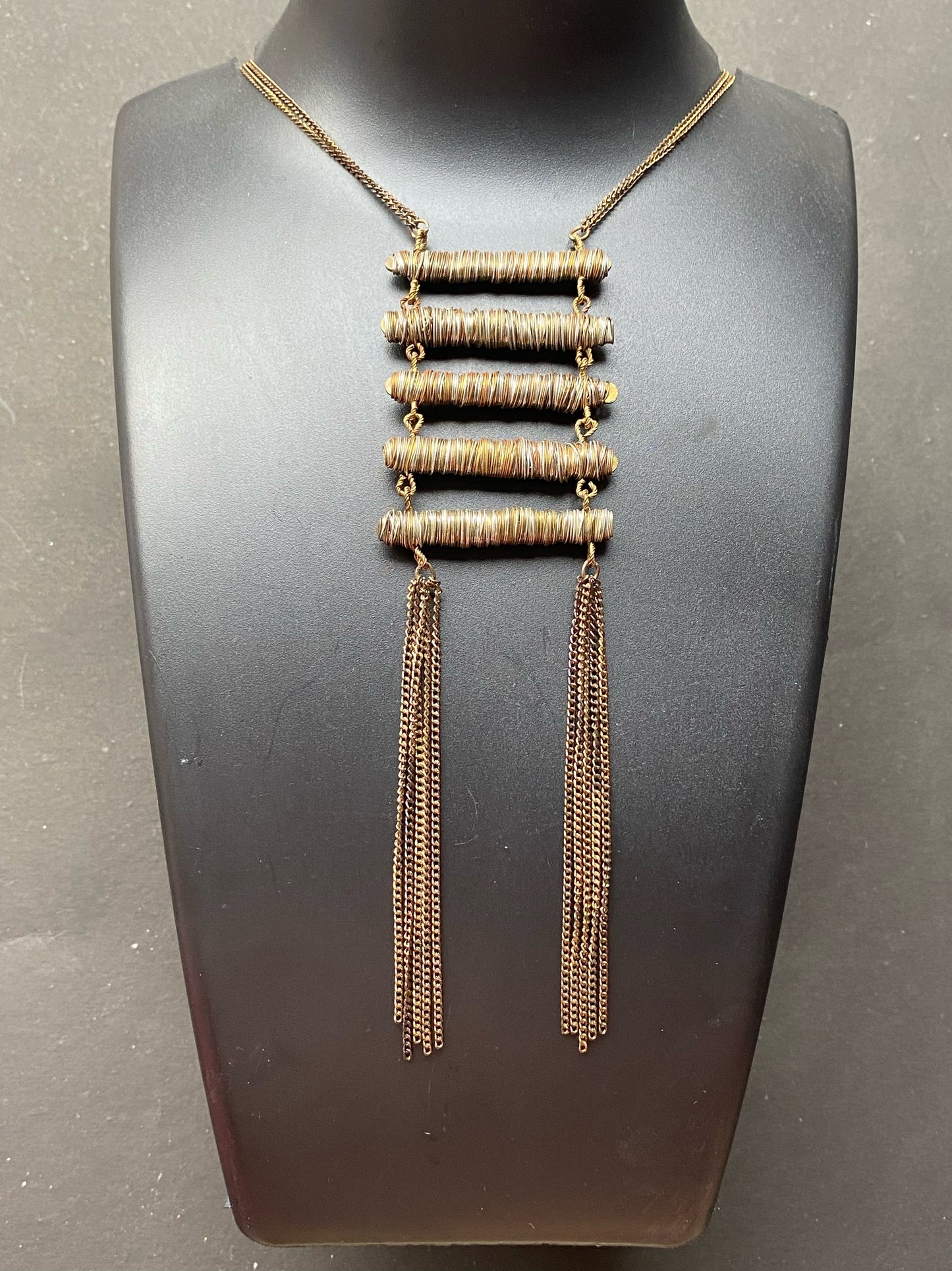 Antique Bronze Ladder Pendant Necklace