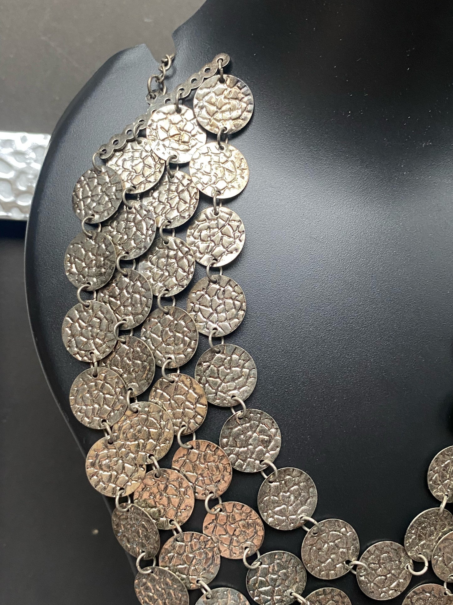 Handcrafted Silver-Toned Coin Statement Necklace