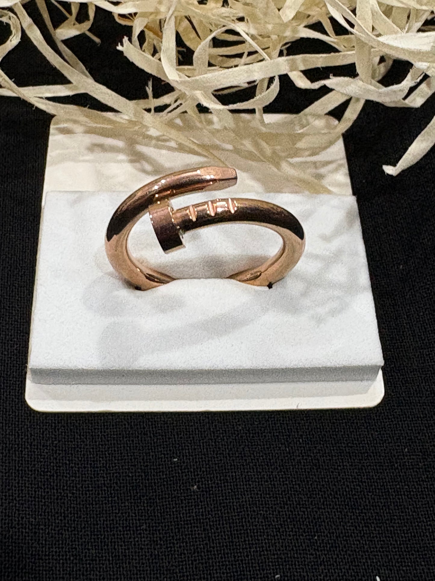 Rose Gold Nail-Inspired Adjustable Ring