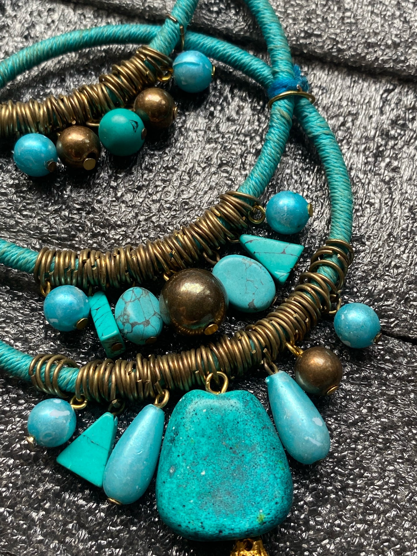 Boho Turquoise Hoop Pendant Necklace