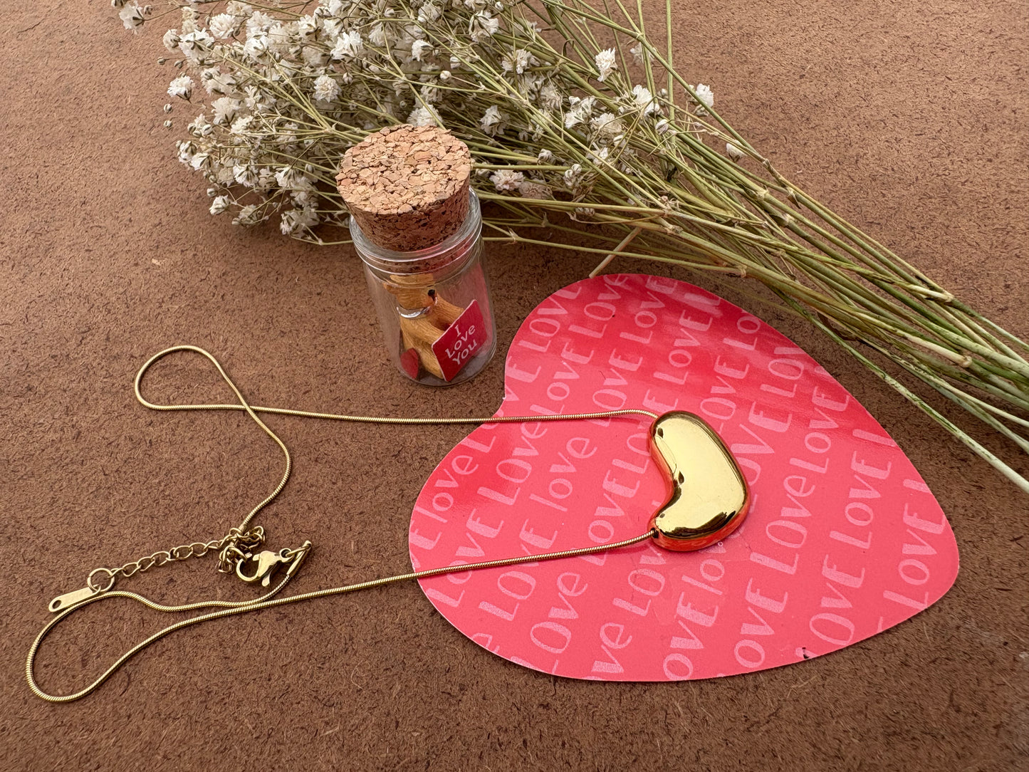 Golden Bean Pendant Necklace