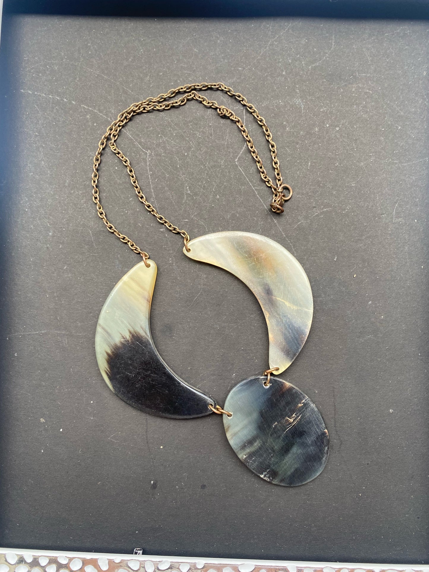 Handcrafted Horn Statement Necklace – Crescent & Oval Design