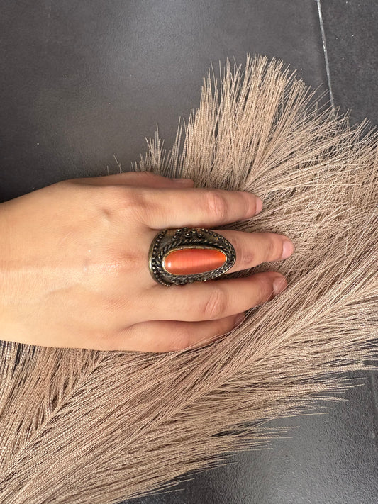 Vintage Statement Ring with Orange Stone