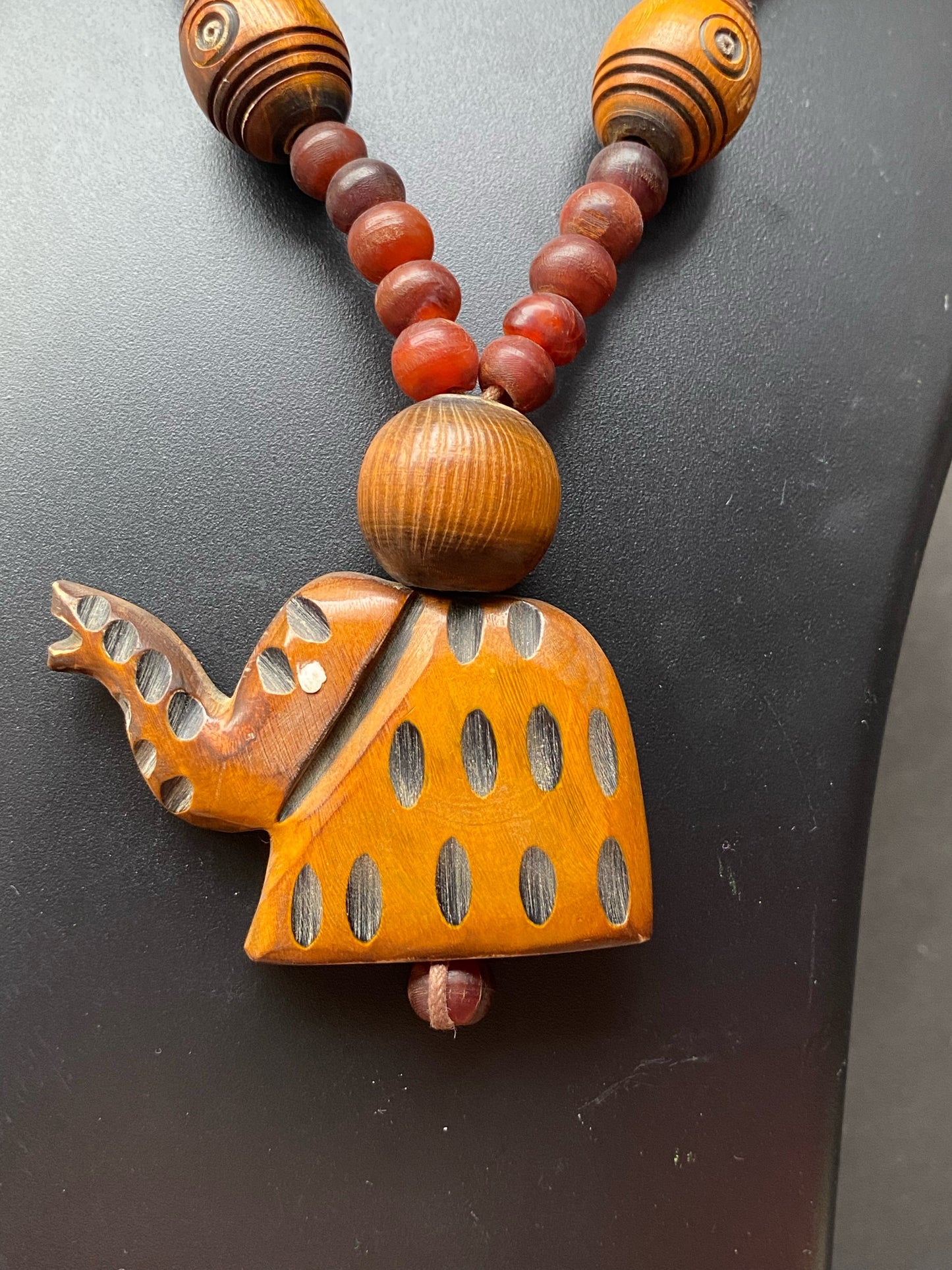 Handcrafted Wooden Elephant Pendant Necklace
