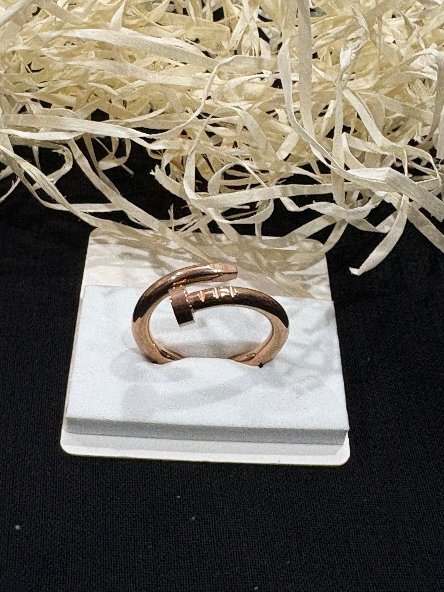Rose Gold Nail-Inspired Adjustable Ring