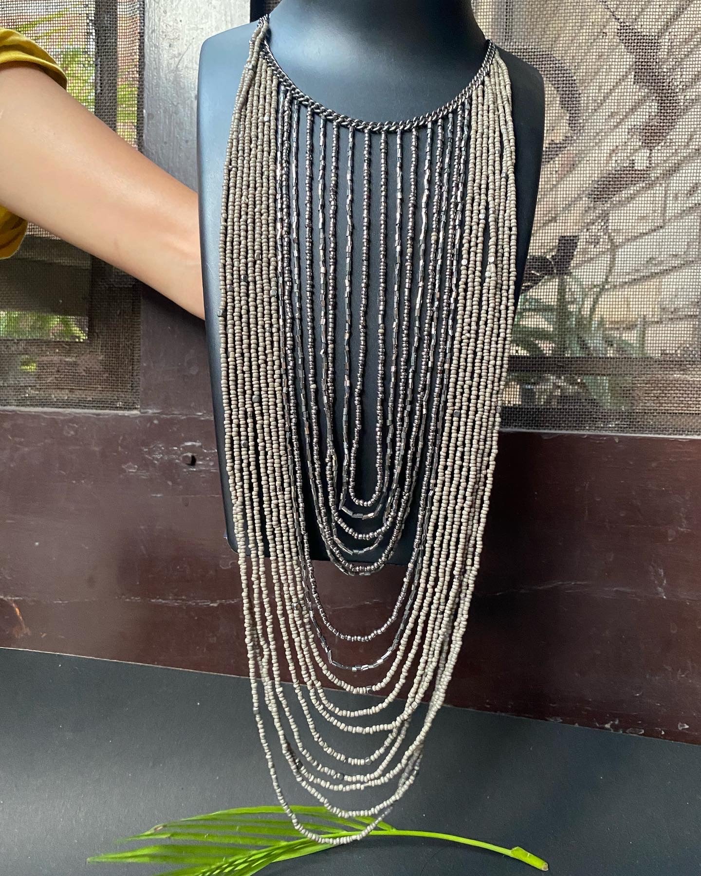 Midnight Cascade Beaded Layered Necklace