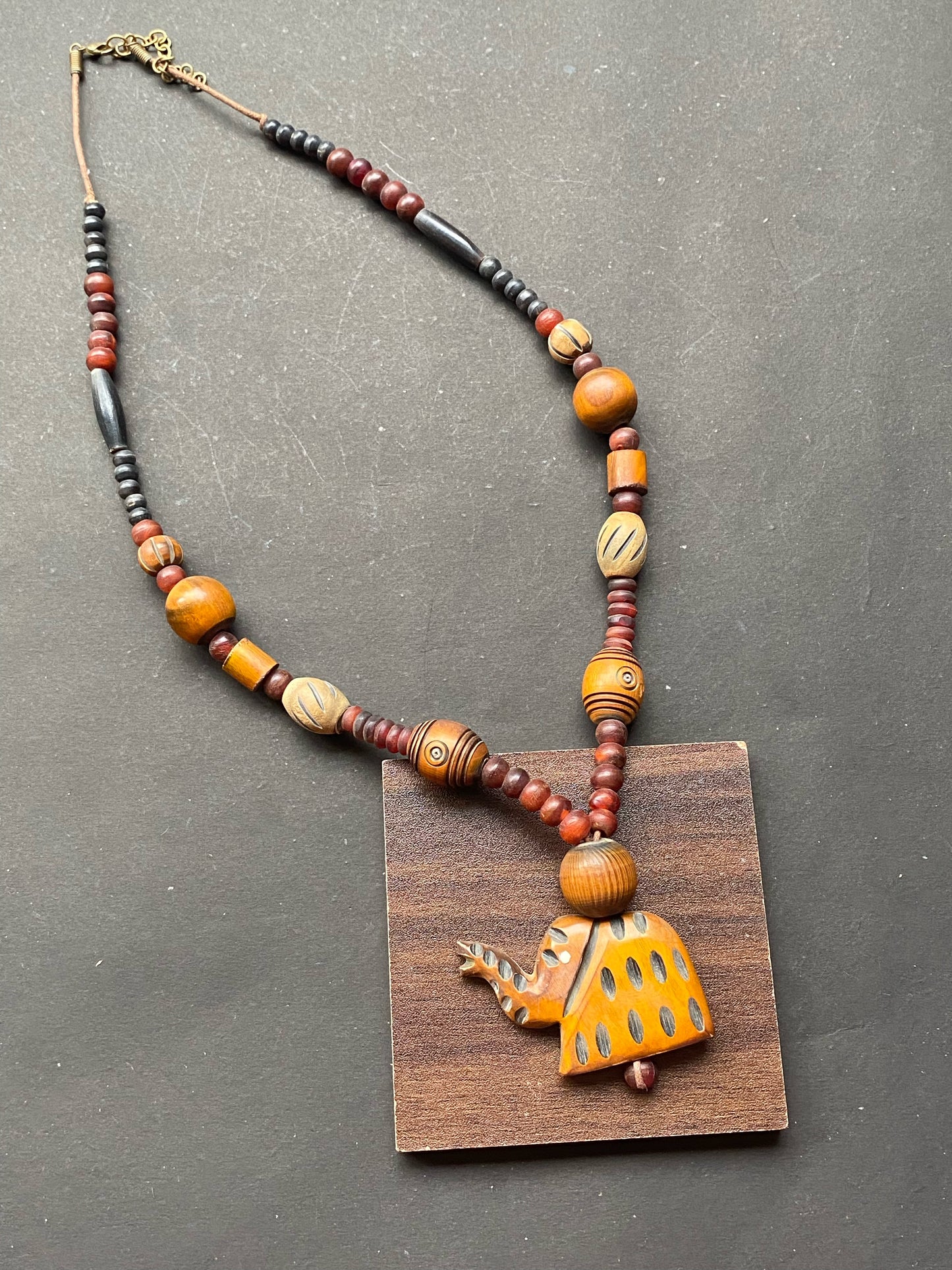 Handcrafted Wooden Elephant Pendant Necklace