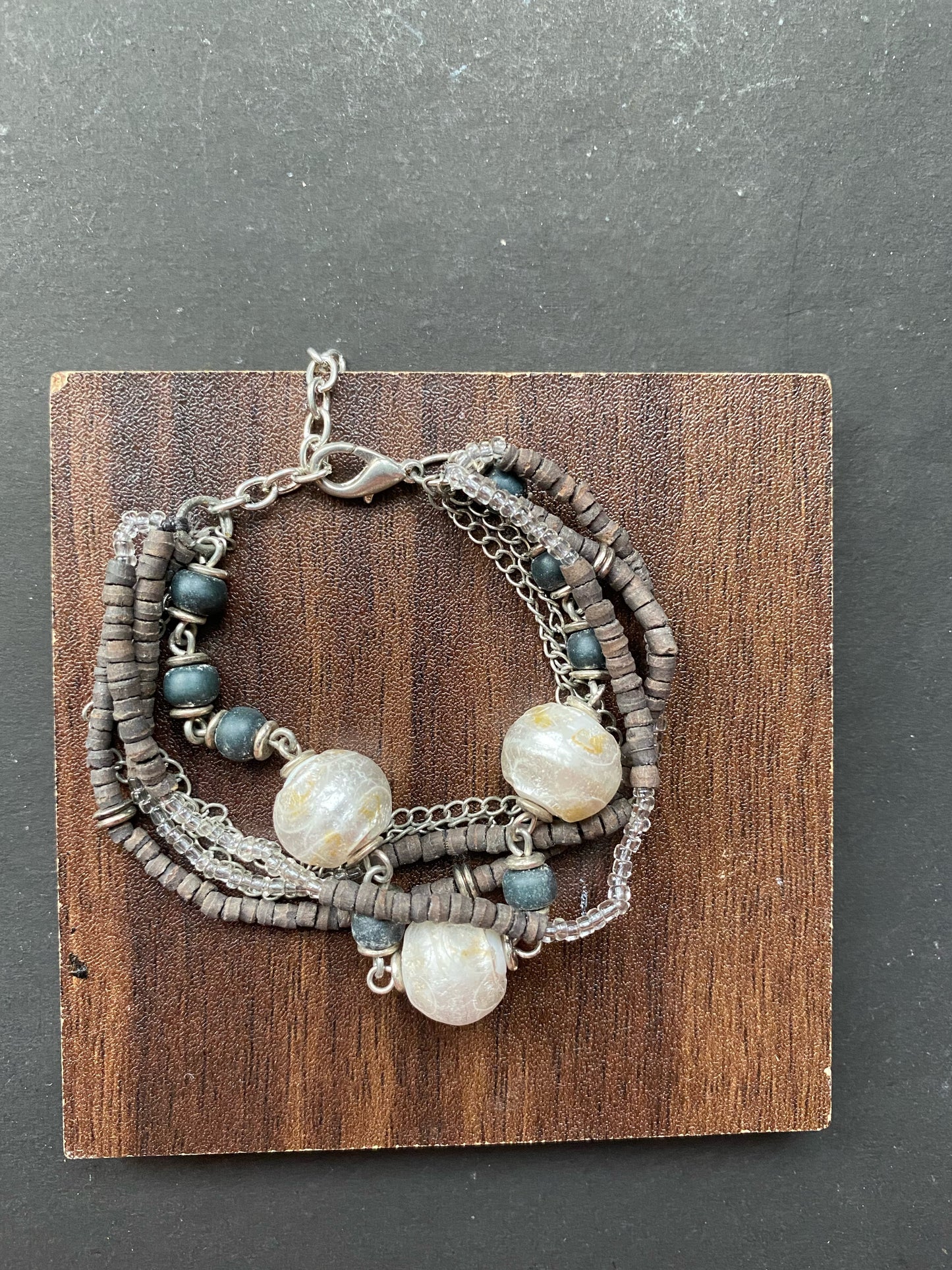 Handcrafted Multi-Layer Beaded Bracelet & Handcrafted Multi-Layer Necklace with Matching Earrings