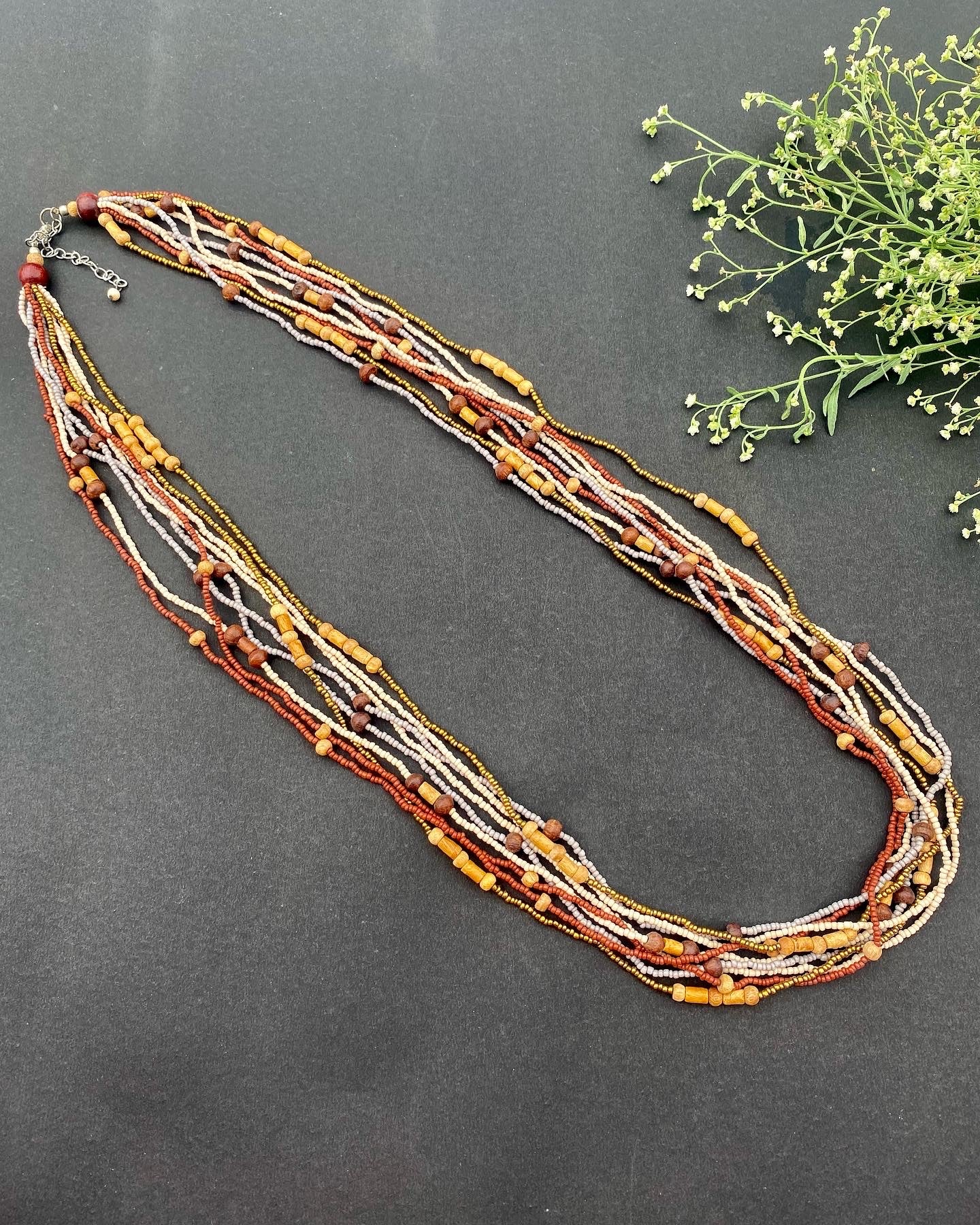 Boho Earthy Beaded Layered Necklace
