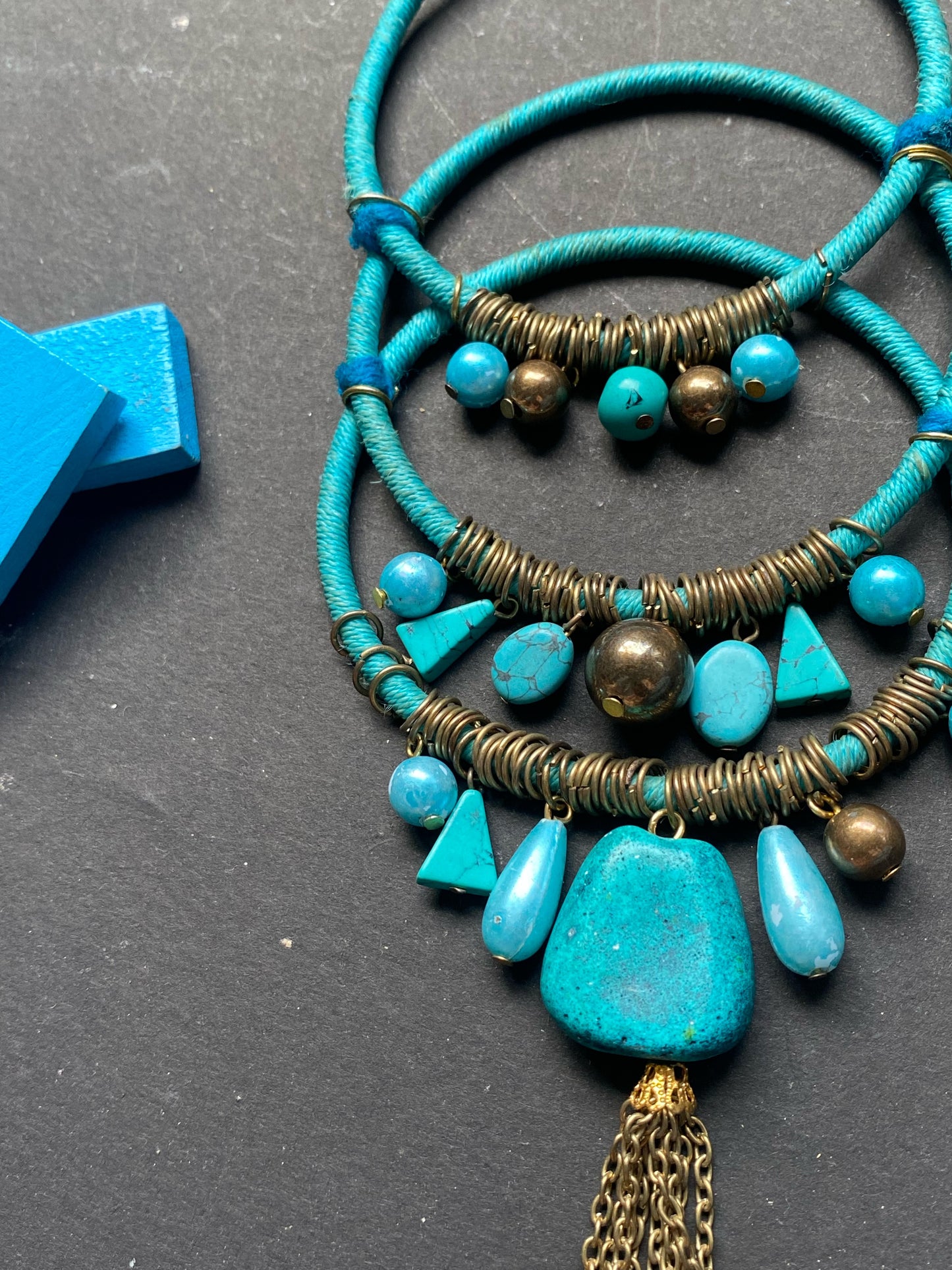 Boho Turquoise Hoop Pendant Necklace