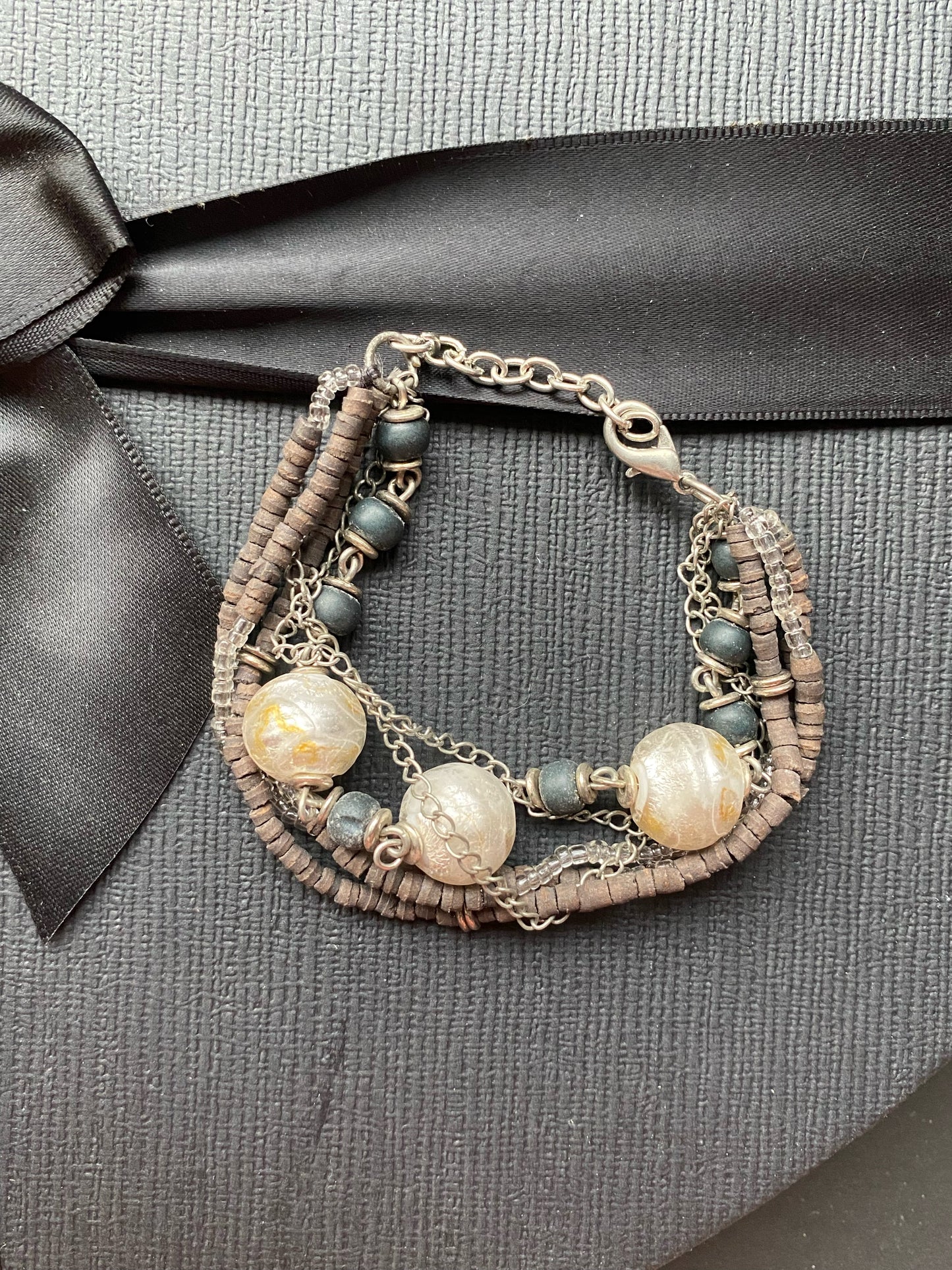 Handcrafted Multi-Layer Beaded Bracelet & Handcrafted Multi-Layer Necklace with Matching Earrings