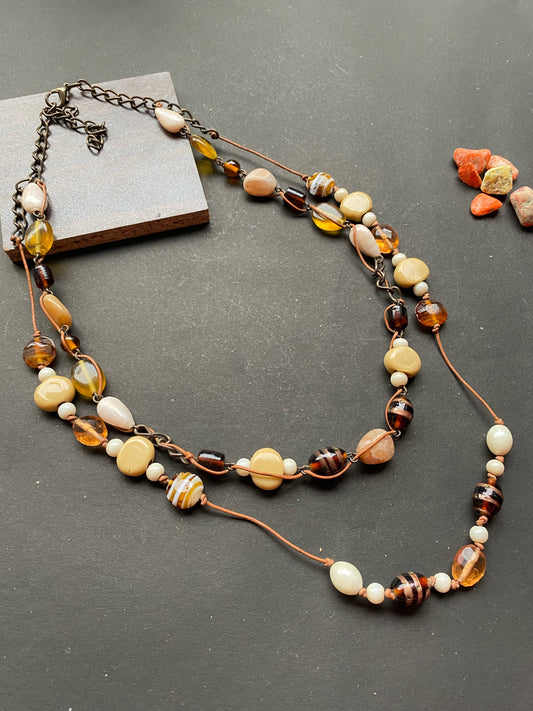 Dual-Layer Beaded Boho Necklace