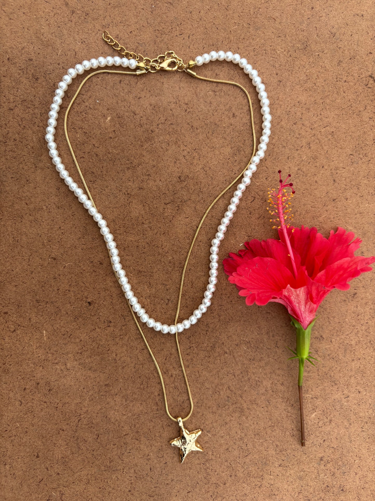 Pearl & Starfish Layered Necklace