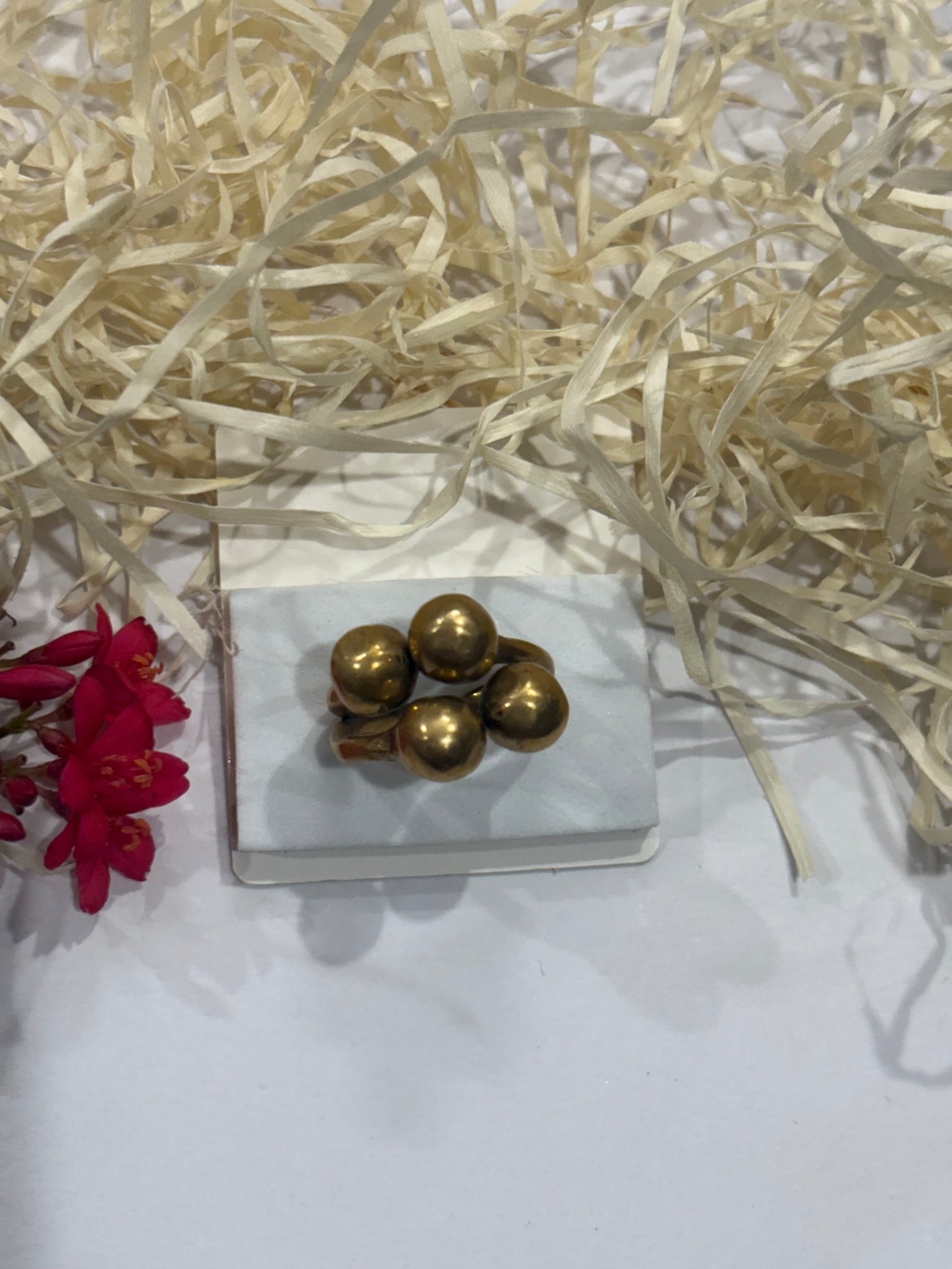 Bold Brass Cluster Ring – Handcrafted Statement Jewelry
