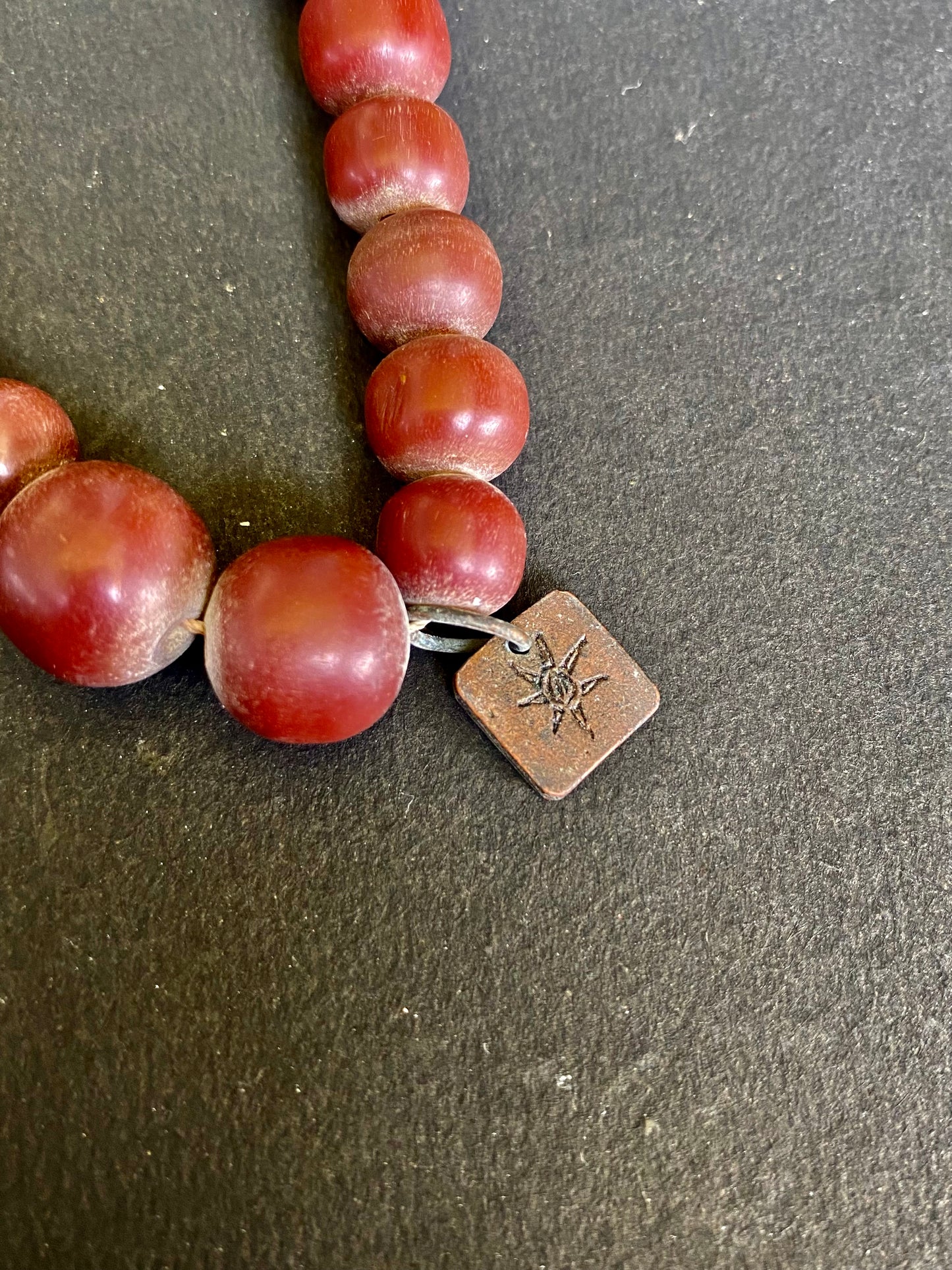 Rust Red Dual-Strand Wooden Bead Necklace